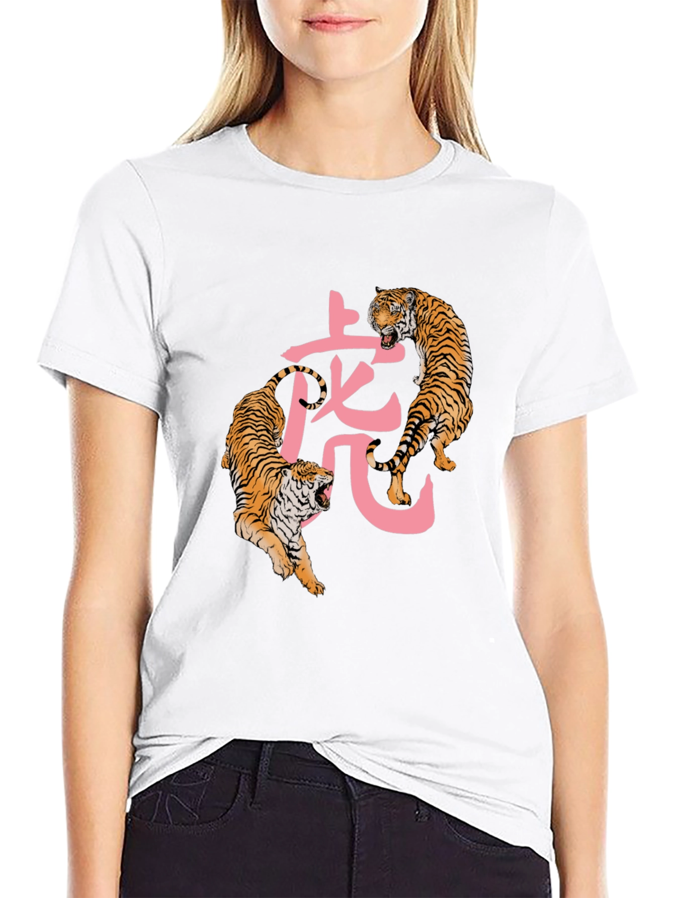Tiger Graphic Tee - Mens Black Crew Neck T-Shirt