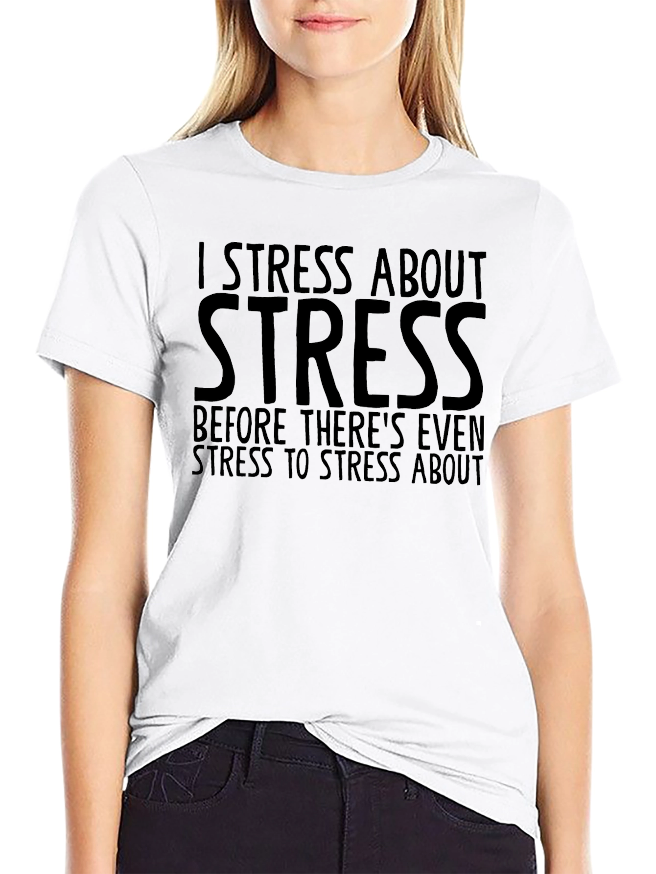 Funny I Stress About Stress Black T-Shirt