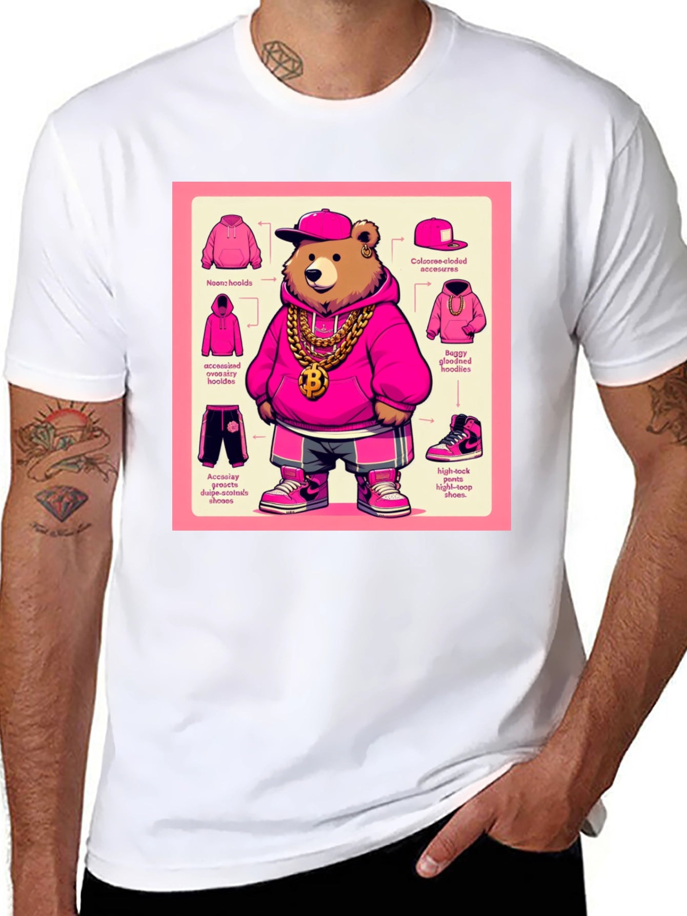 Hip Hop Bear Graphic Tee - Cool Cartoon Style
