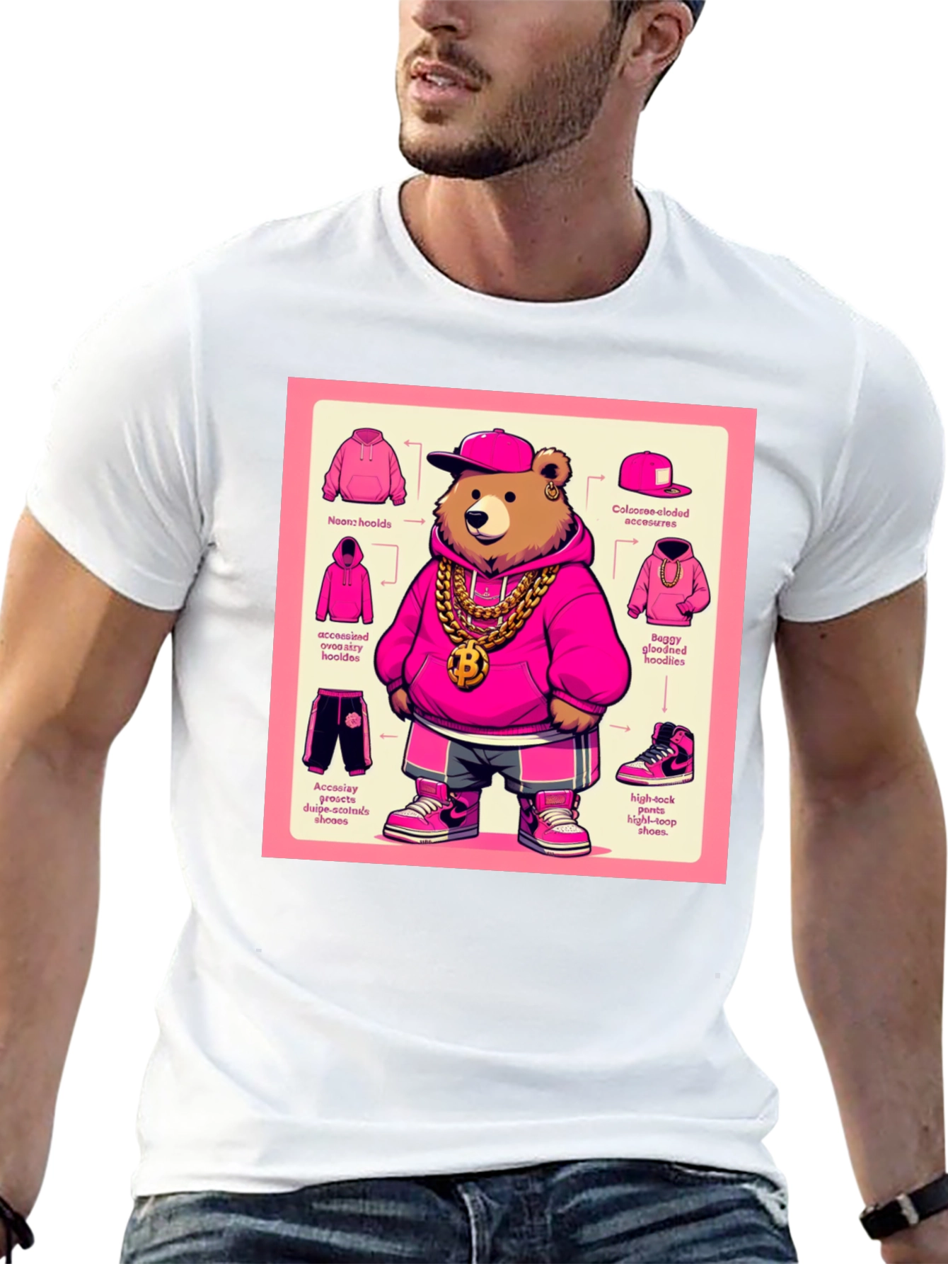 Hip Hop Bear Graphic Tee - Cool Cartoon Style