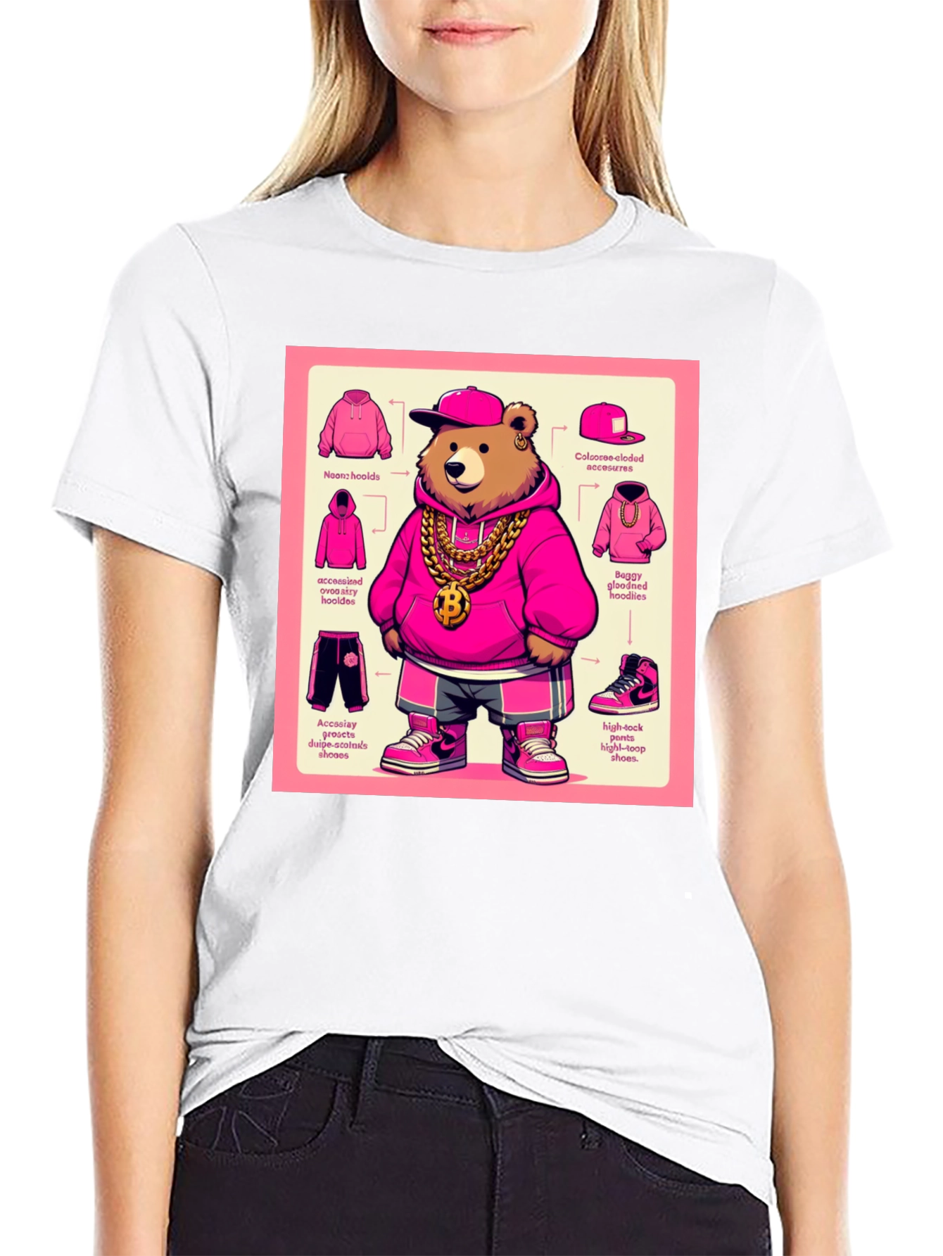 Hip Hop Bear Graphic Tee - Cool Cartoon Style