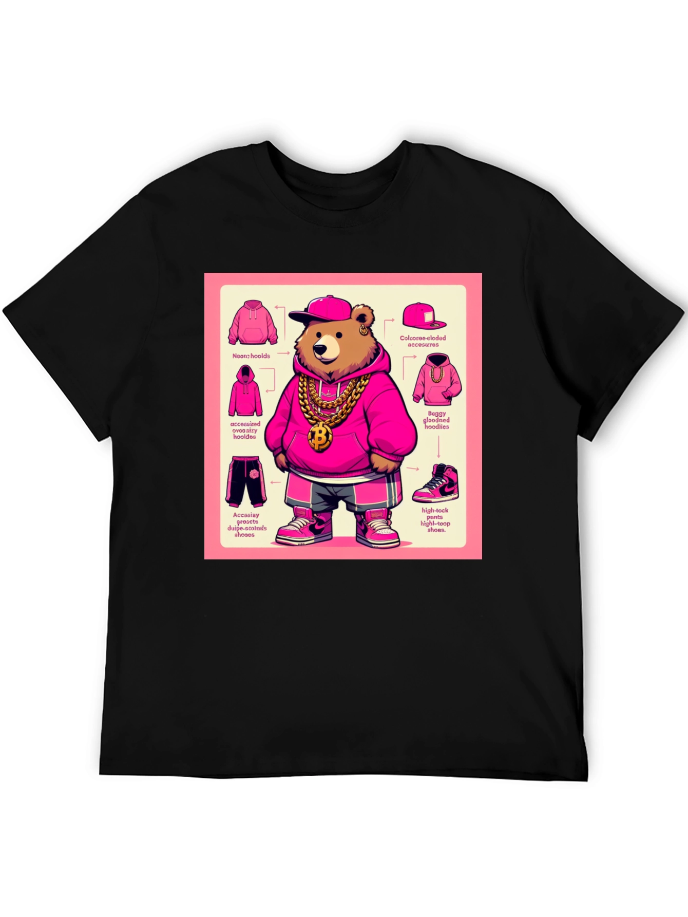 Hip Hop Bear Graphic Tee - Cool Cartoon Style