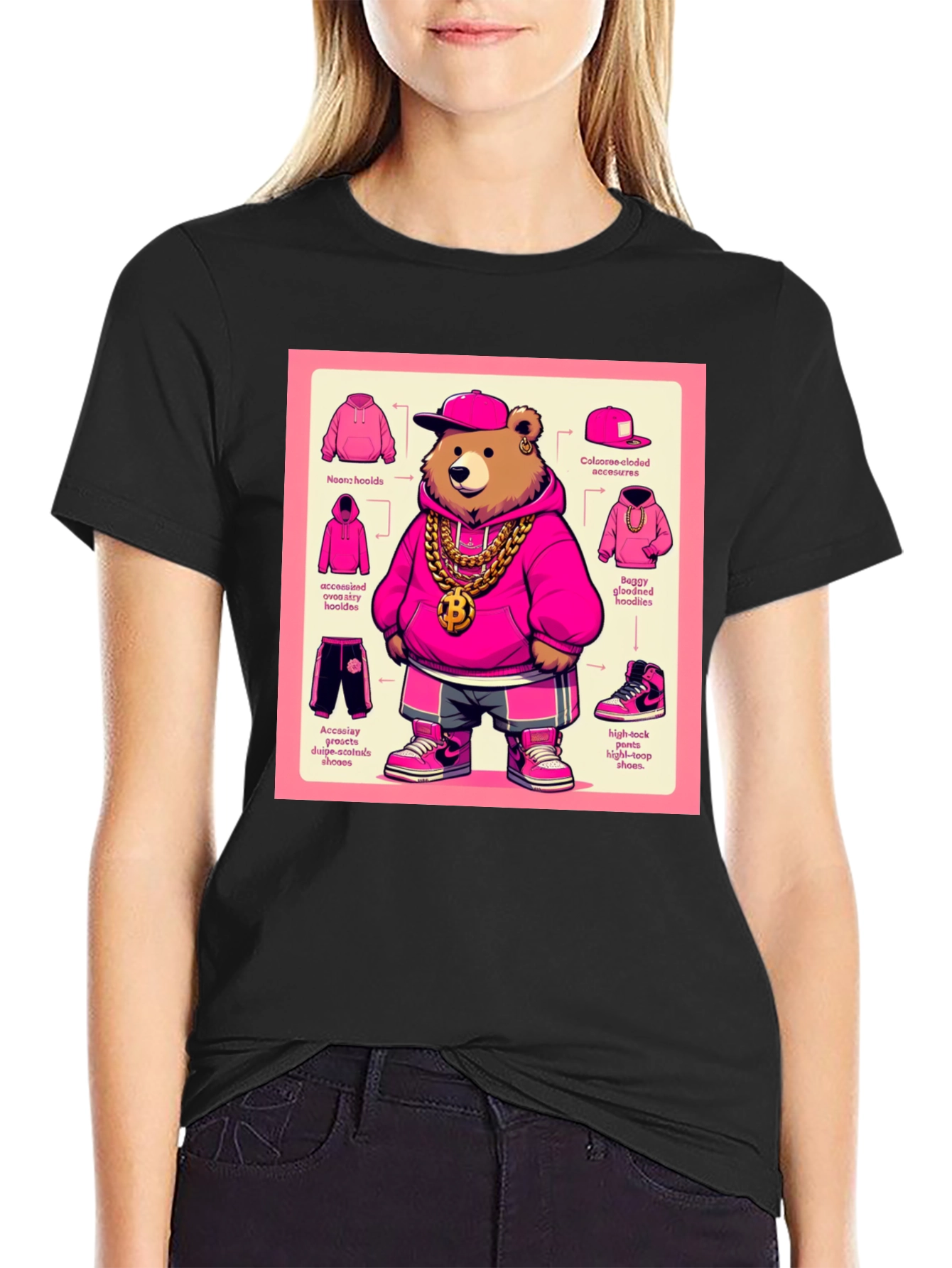 Hip Hop Bear Graphic Tee - Cool Cartoon Style