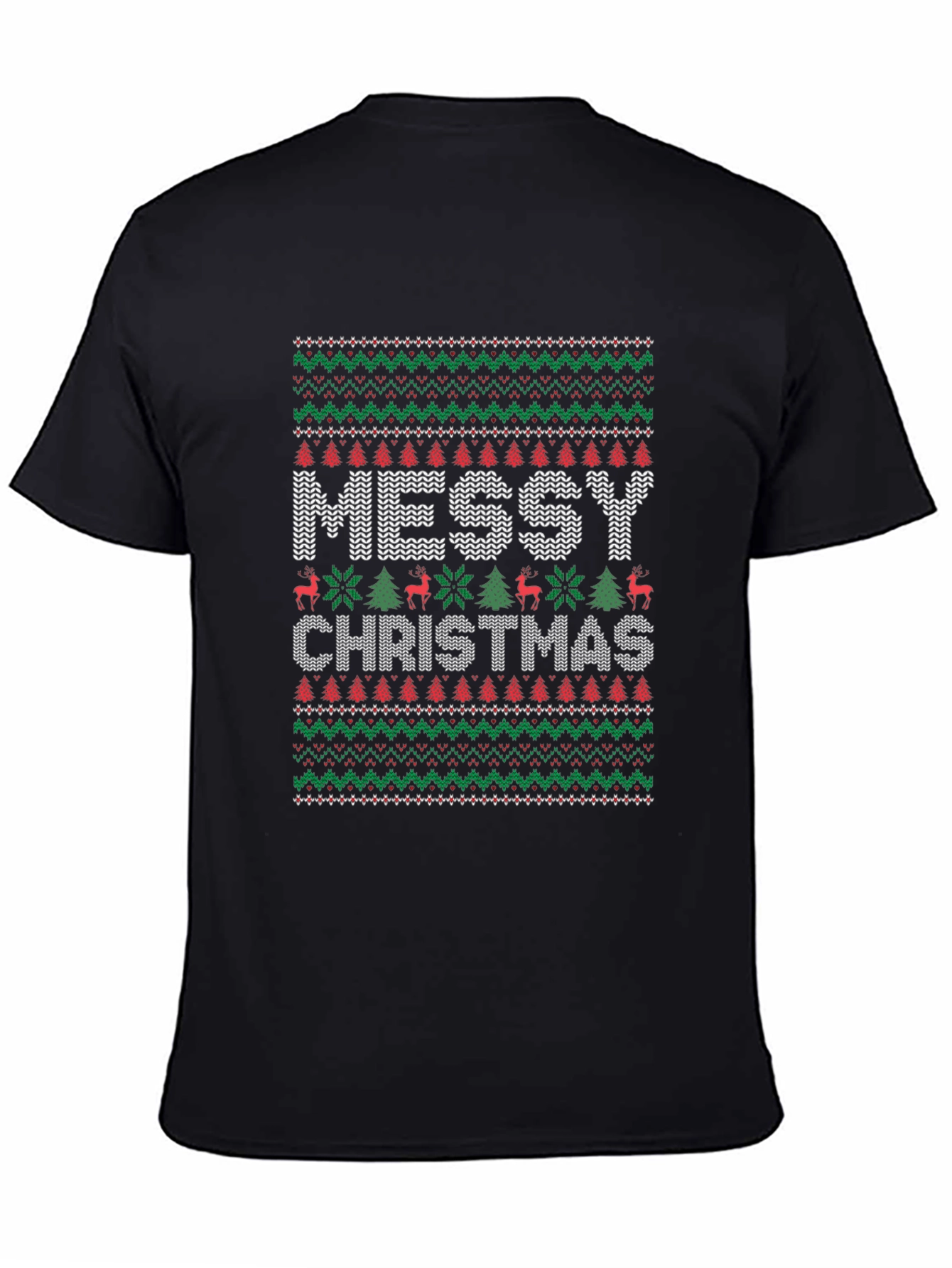 Messy Christmas Ugly Sweater Style T-Shirt