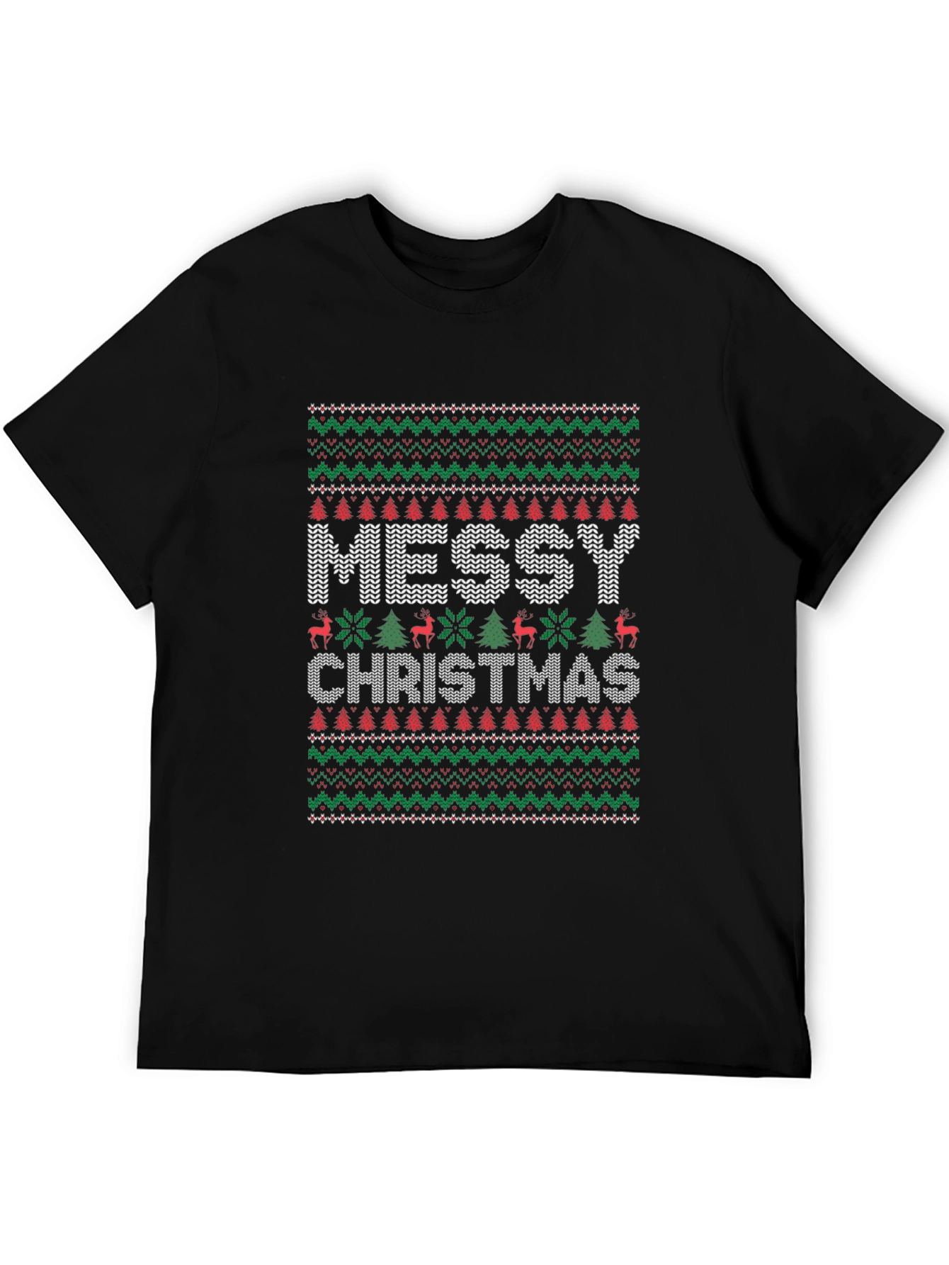 Messy Christmas Ugly Sweater Style T-Shirt