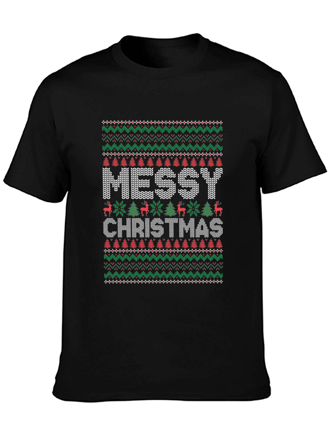Messy Christmas Ugly Sweater Style T-Shirt