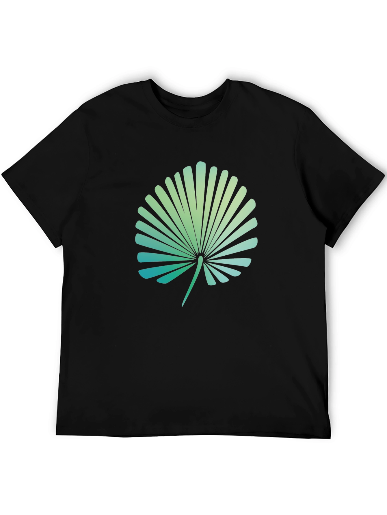 Tropical Leaf Print Black T-Shirt