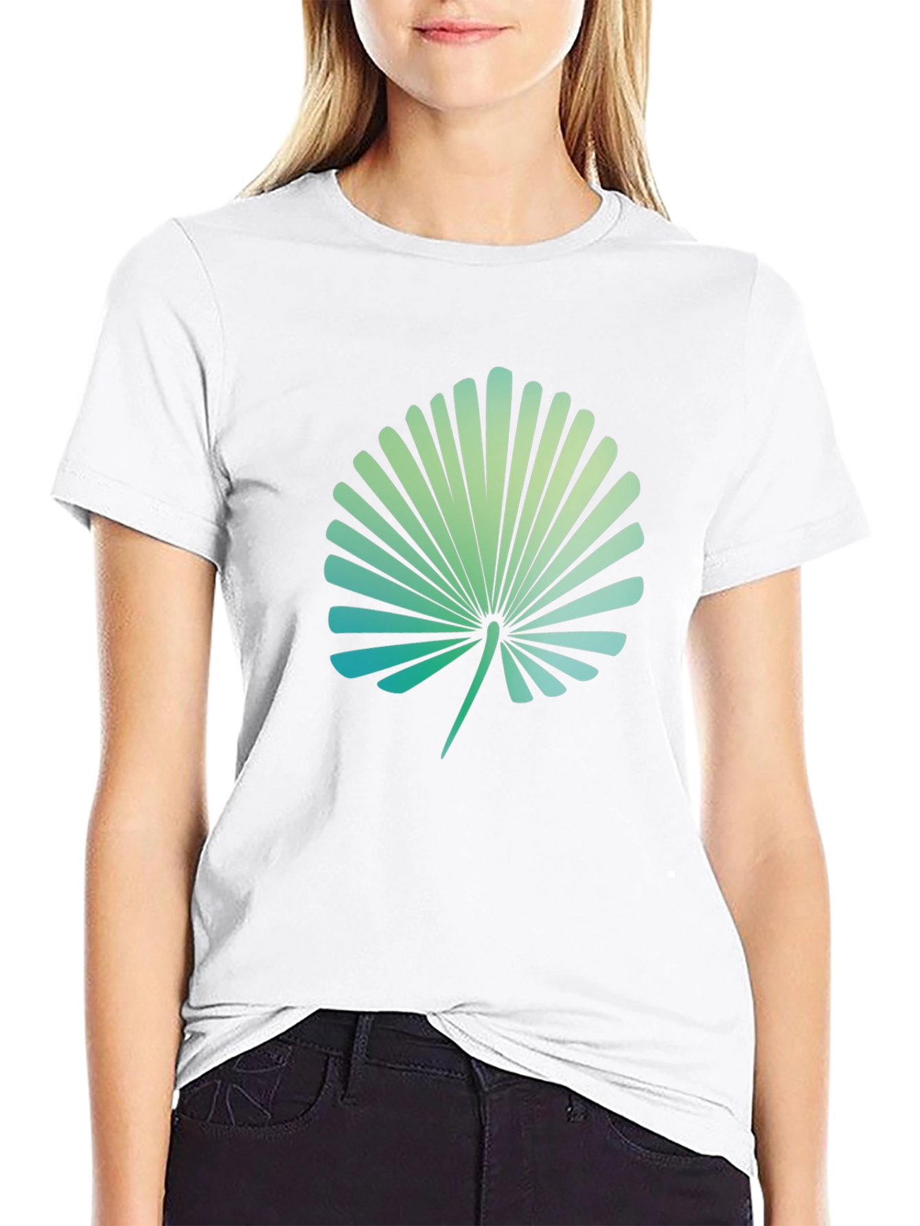 Tropical Leaf Print Black T-Shirt
