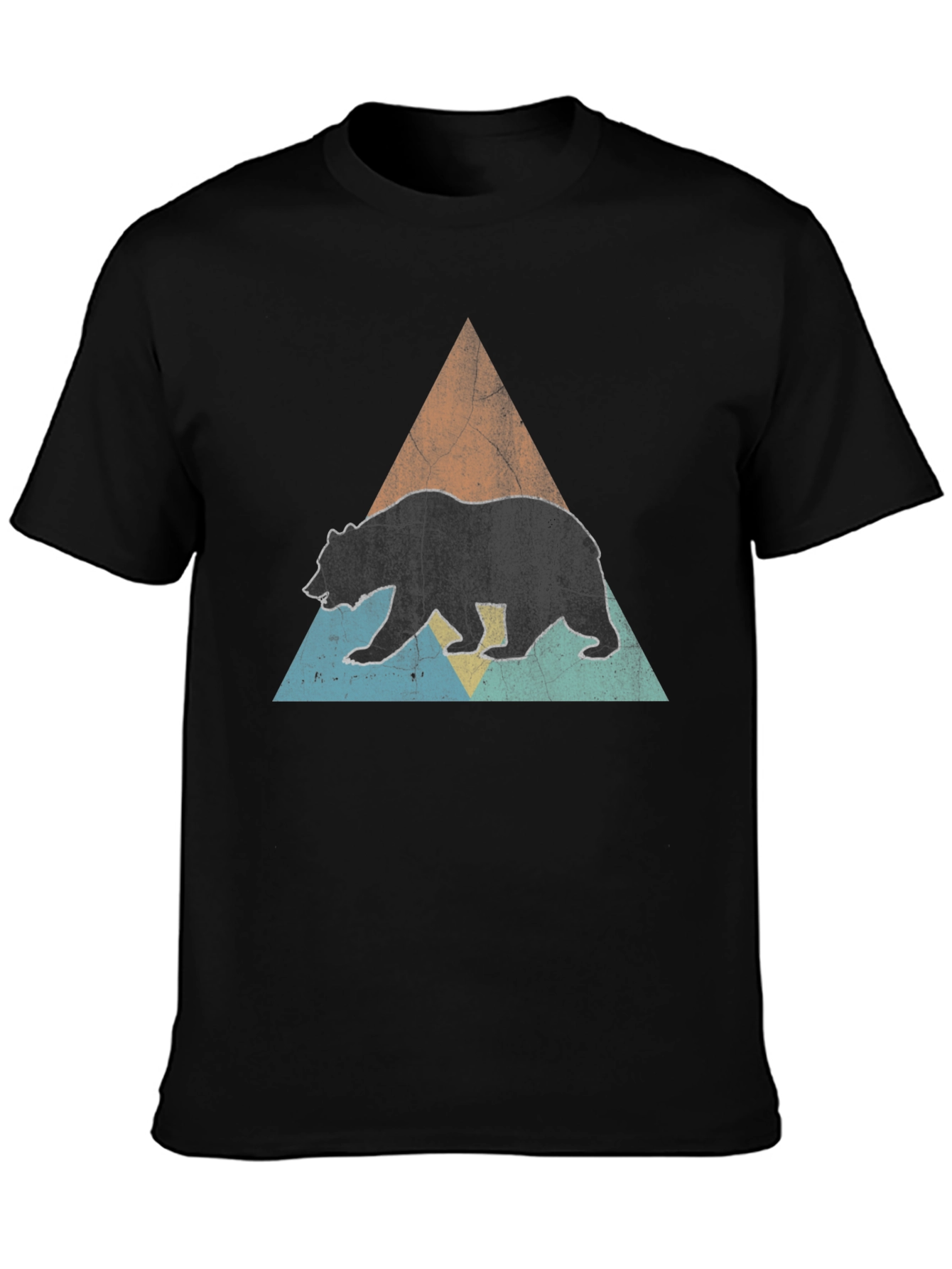 Bear Triangle Graphic Tee - Black Unisex Shirt