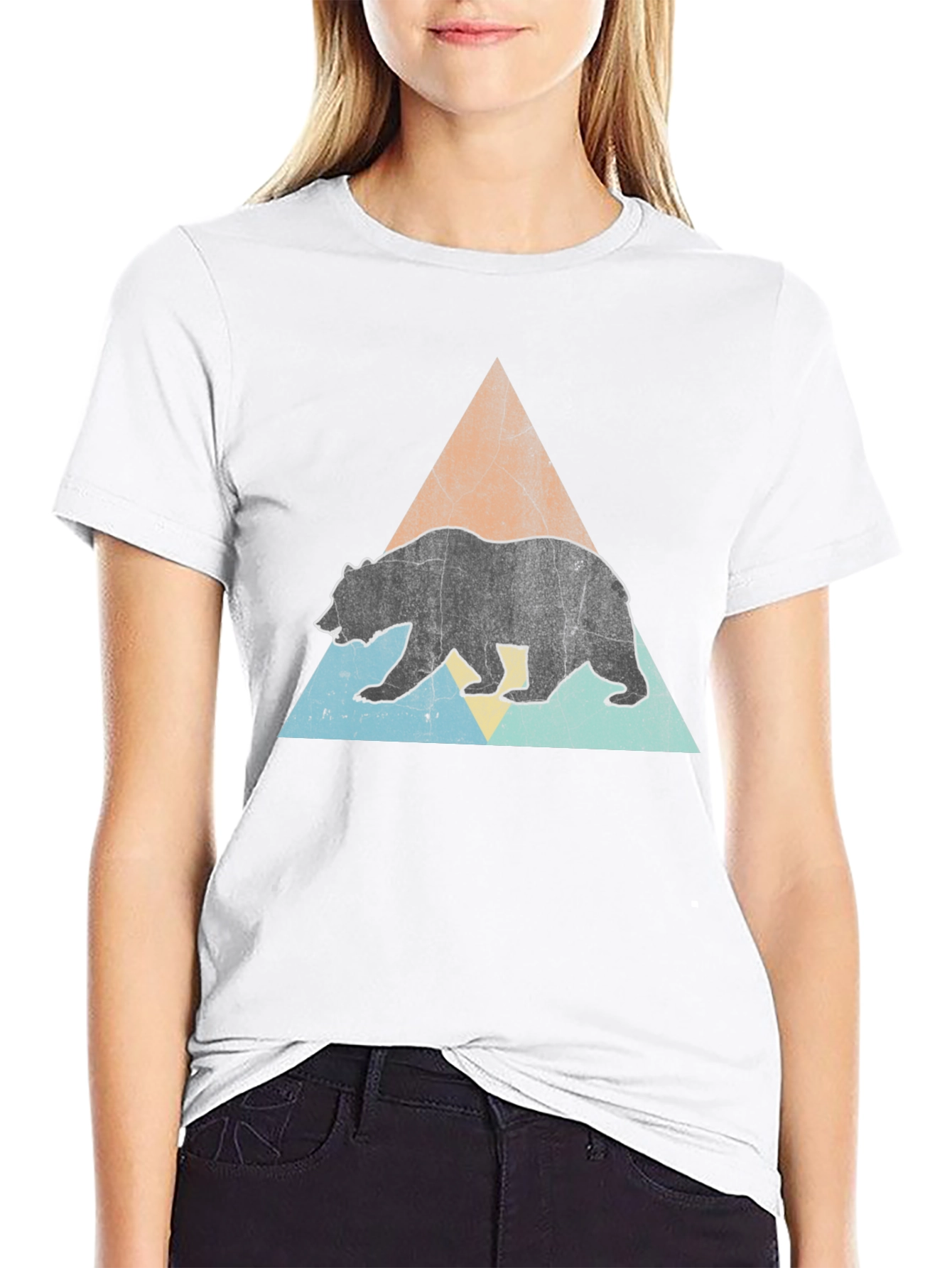 Bear Triangle Graphic Tee - Black Unisex Shirt