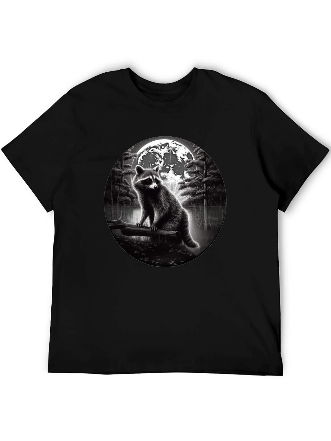 Raccoon Moon T-Shirt - Black