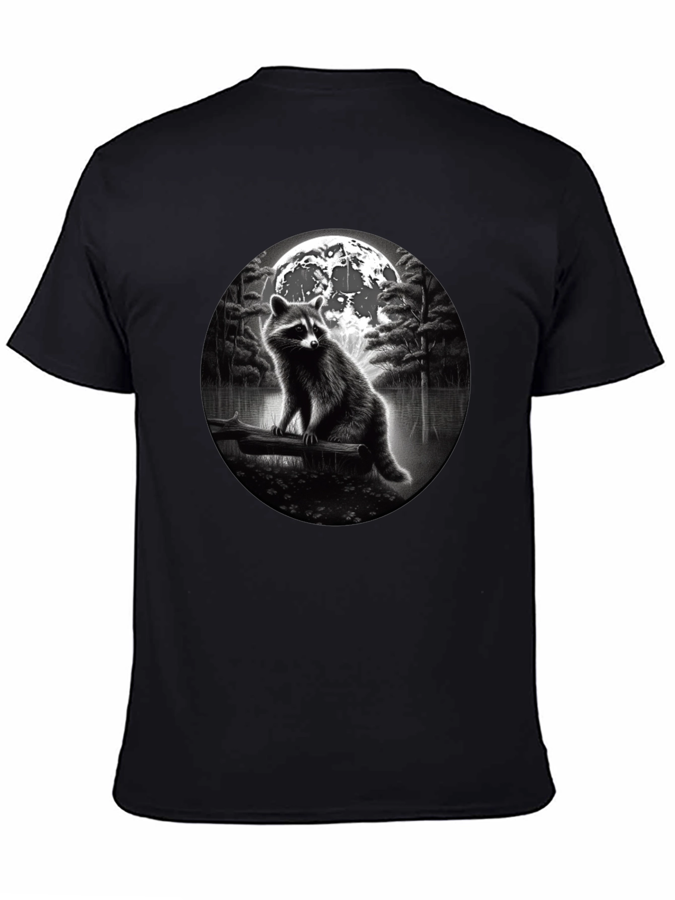 Raccoon Moon T-Shirt - Black