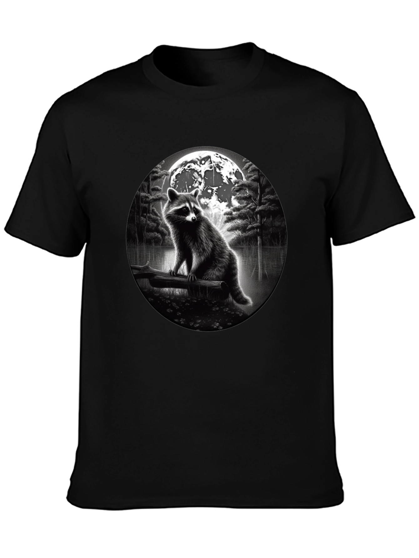 Raccoon Moon T-Shirt - Black
