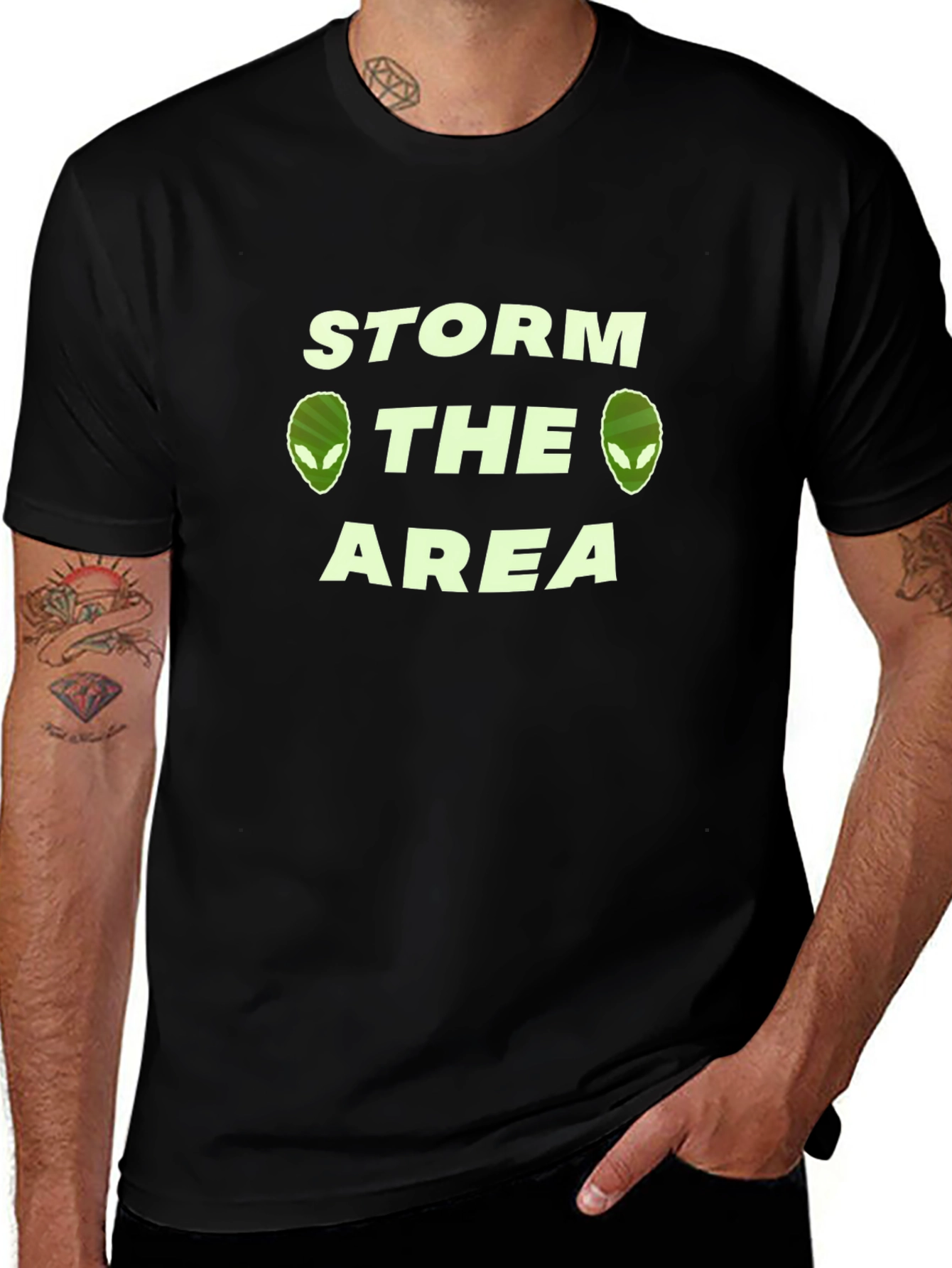 Storm The Area Alien Graphic T-Shirt - Black