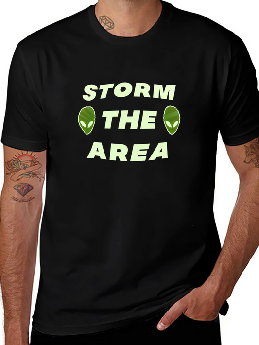 Storm The Area Alien Graphic T-Shirt - Black