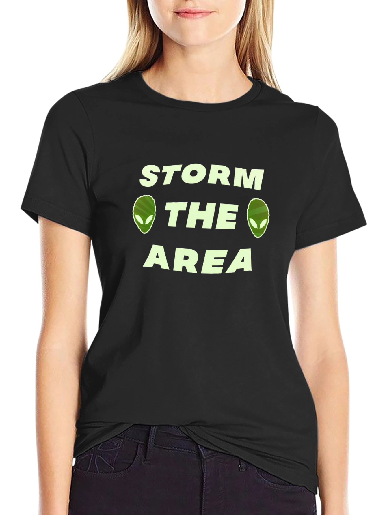 Storm The Area Alien Graphic T-Shirt - Black