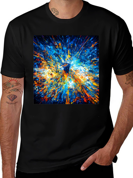 Abstract Explosion Art Mens Black T-Shirt