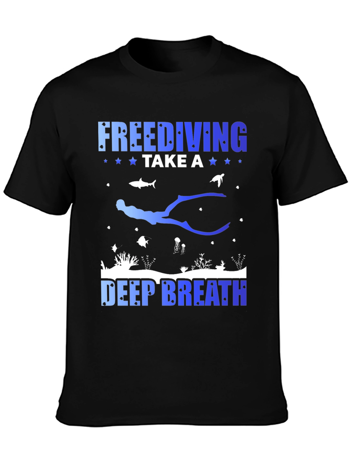Freediving Take a Deep Breath Black Graphic T-Shirt