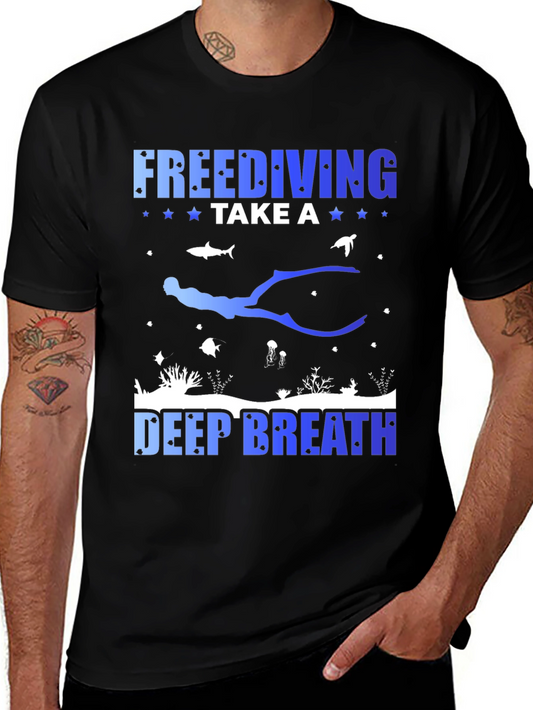 Freediving Take a Deep Breath Black Graphic T-Shirt