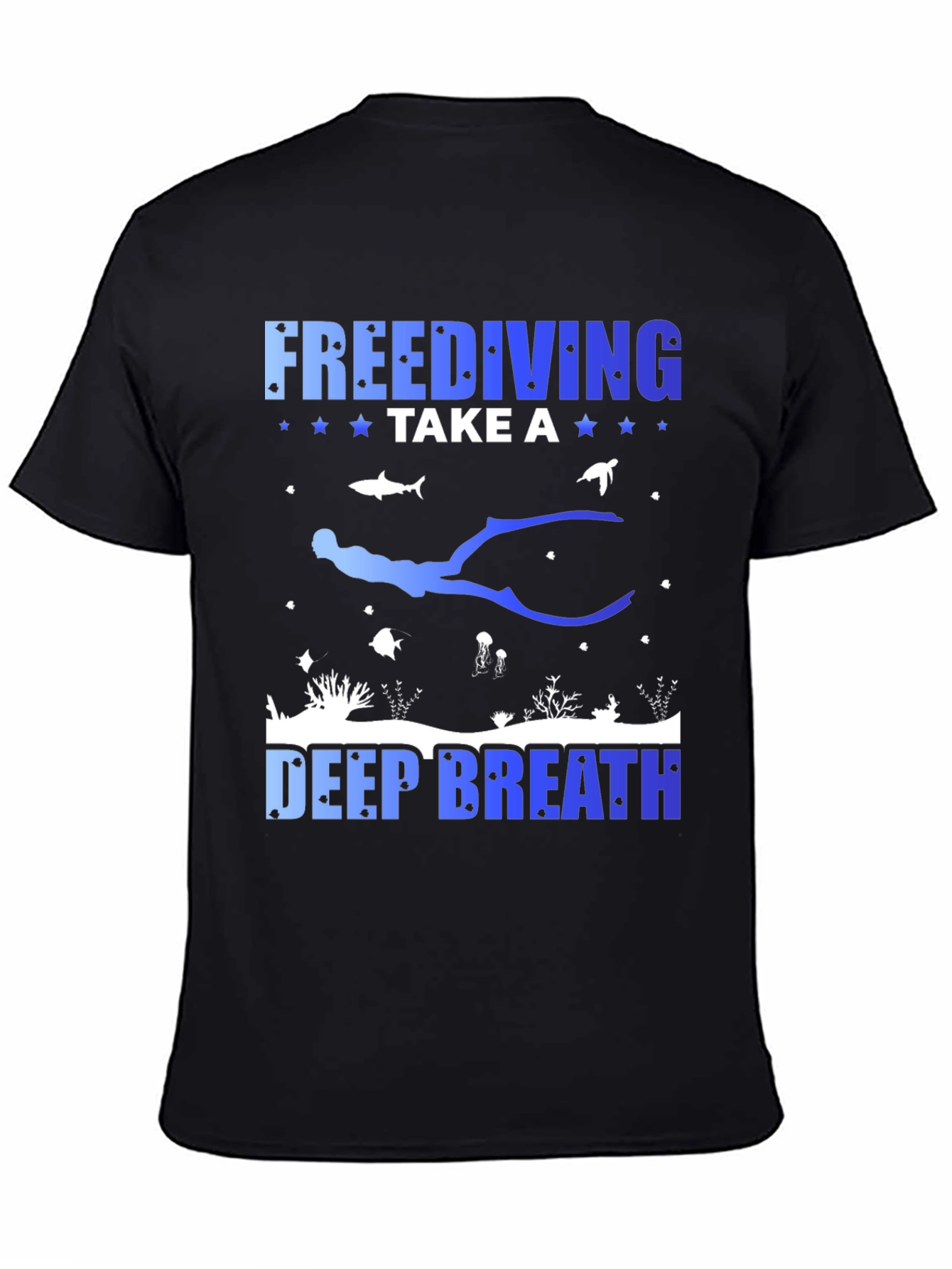 Freediving Take a Deep Breath Black Graphic T-Shirt