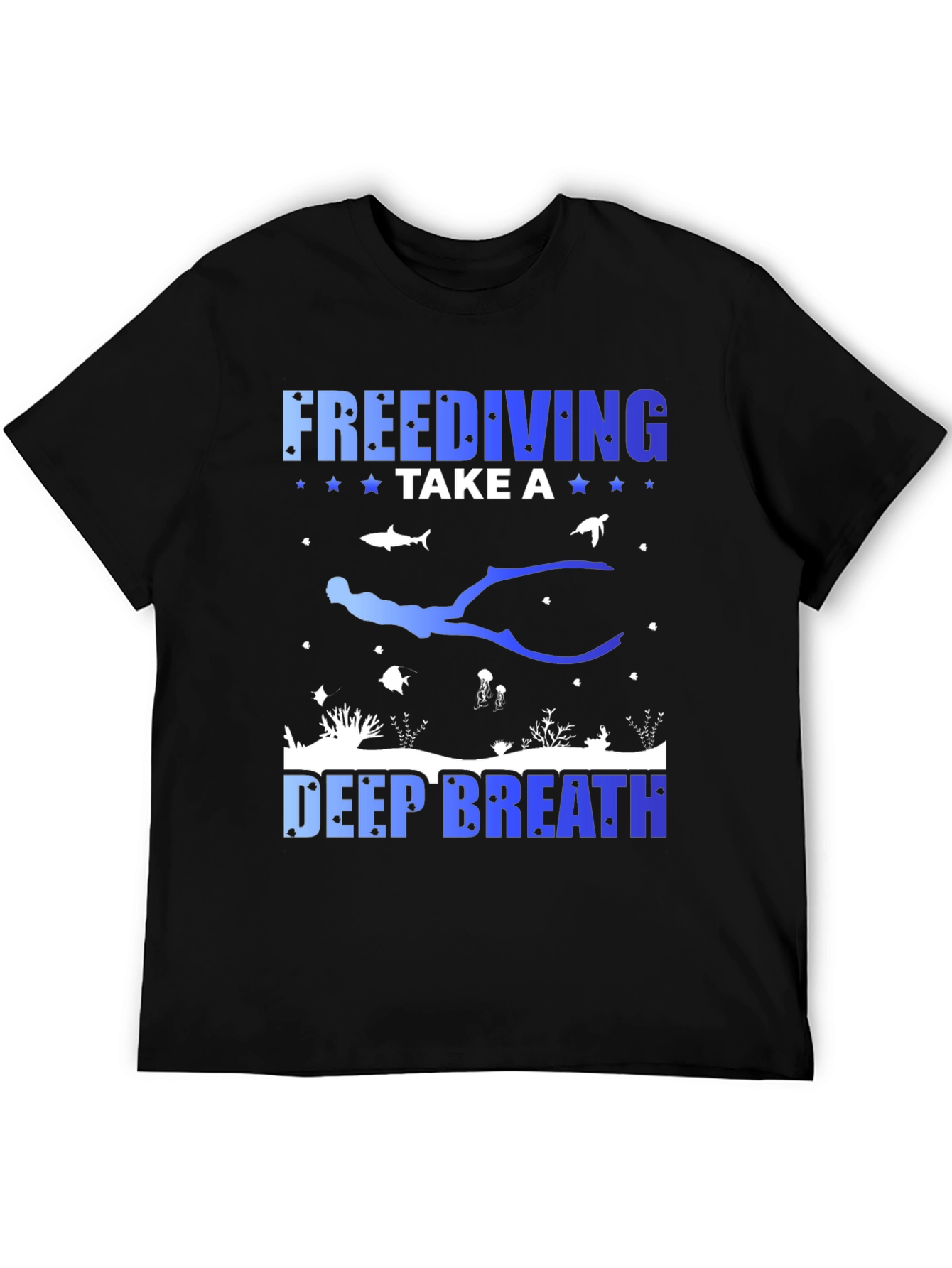 Freediving Take a Deep Breath Black Graphic T-Shirt