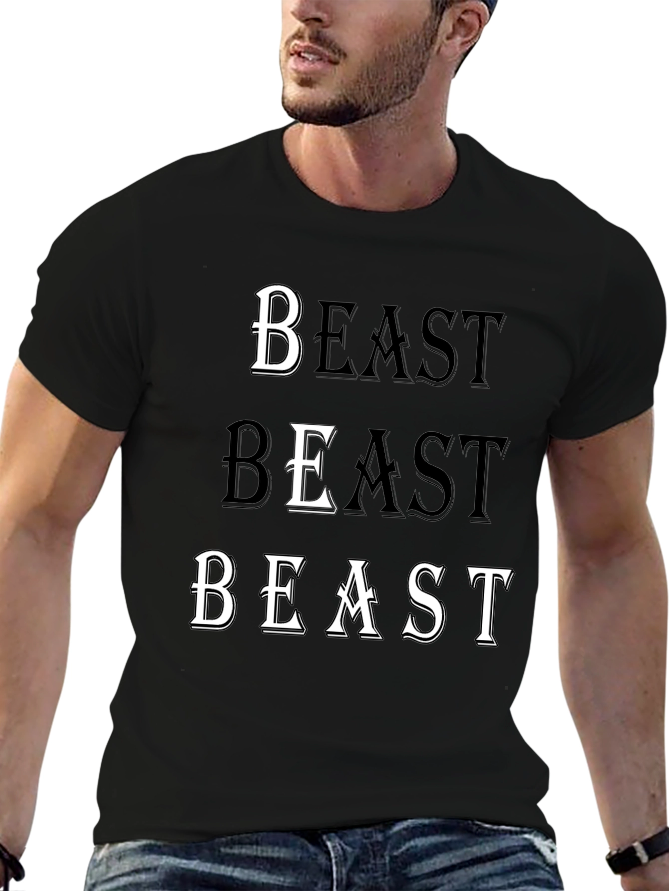 Beast Graphic Print Black T-Shirt