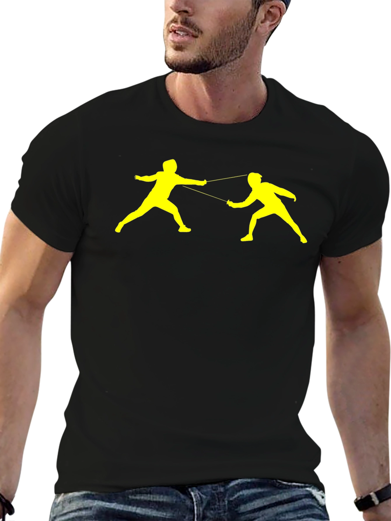 Fencing Silhouette Black T-Shirt