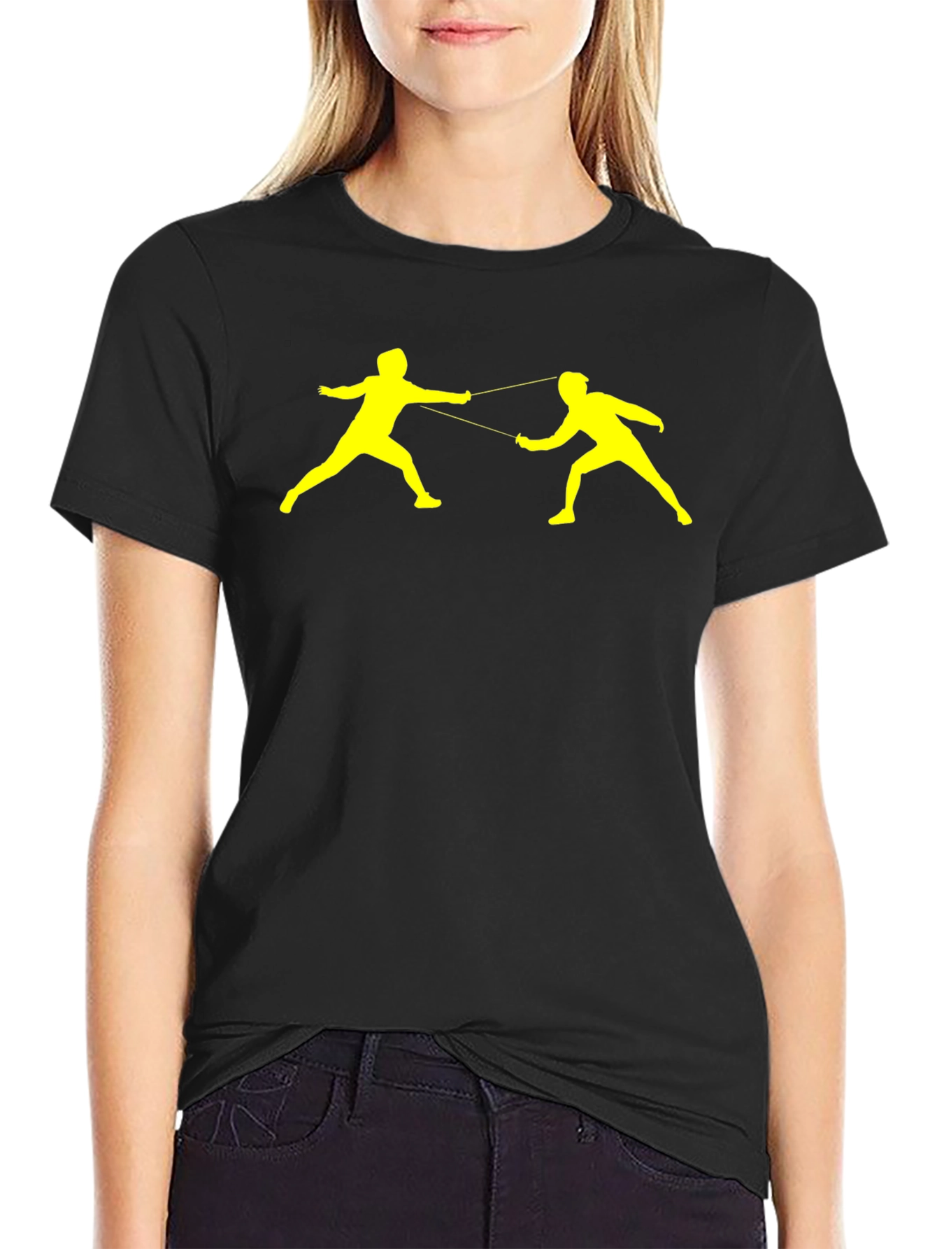 Fencing Silhouette Black T-Shirt