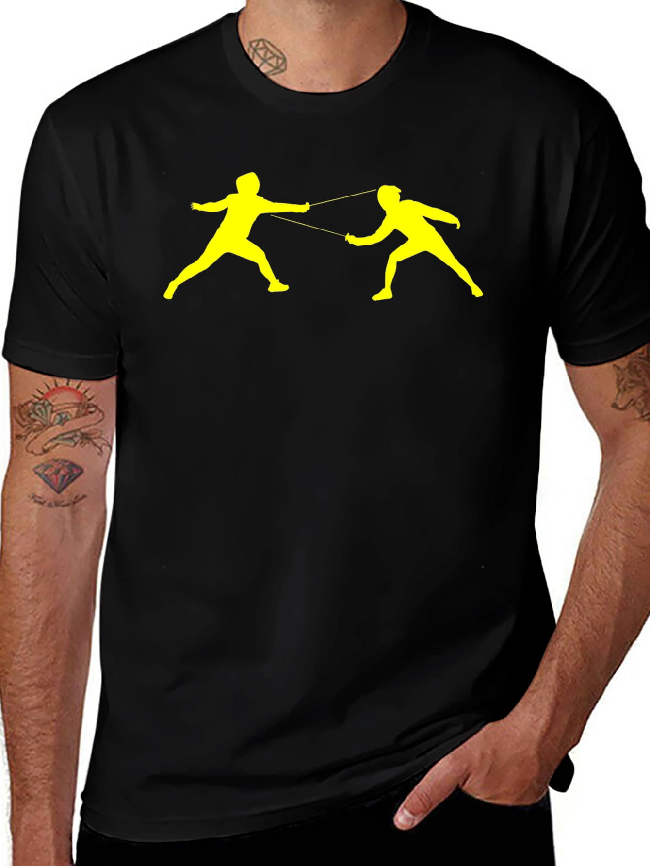 Fencing Silhouette Black T-Shirt