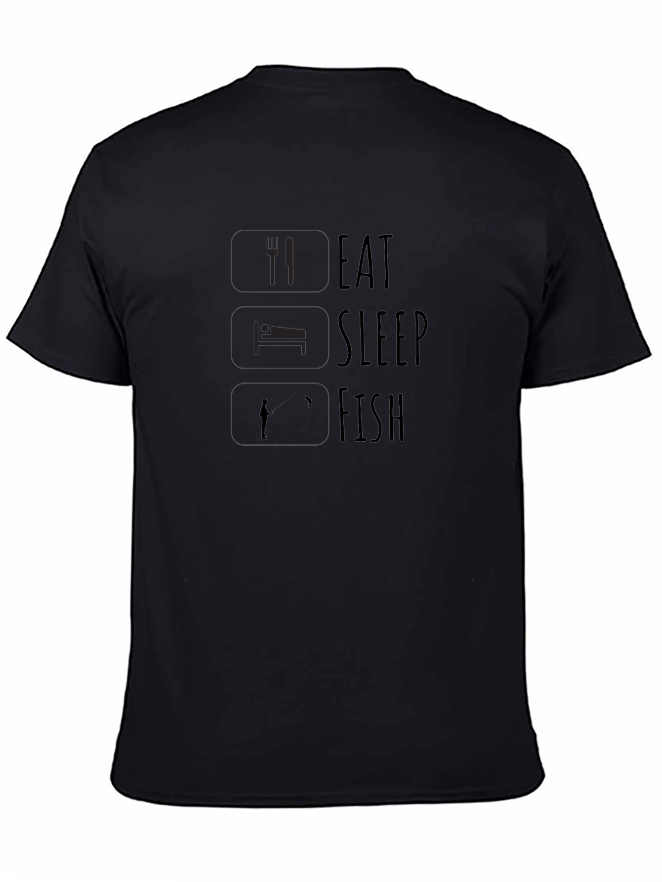 Eat Sleep Fish Black Graphic Tee