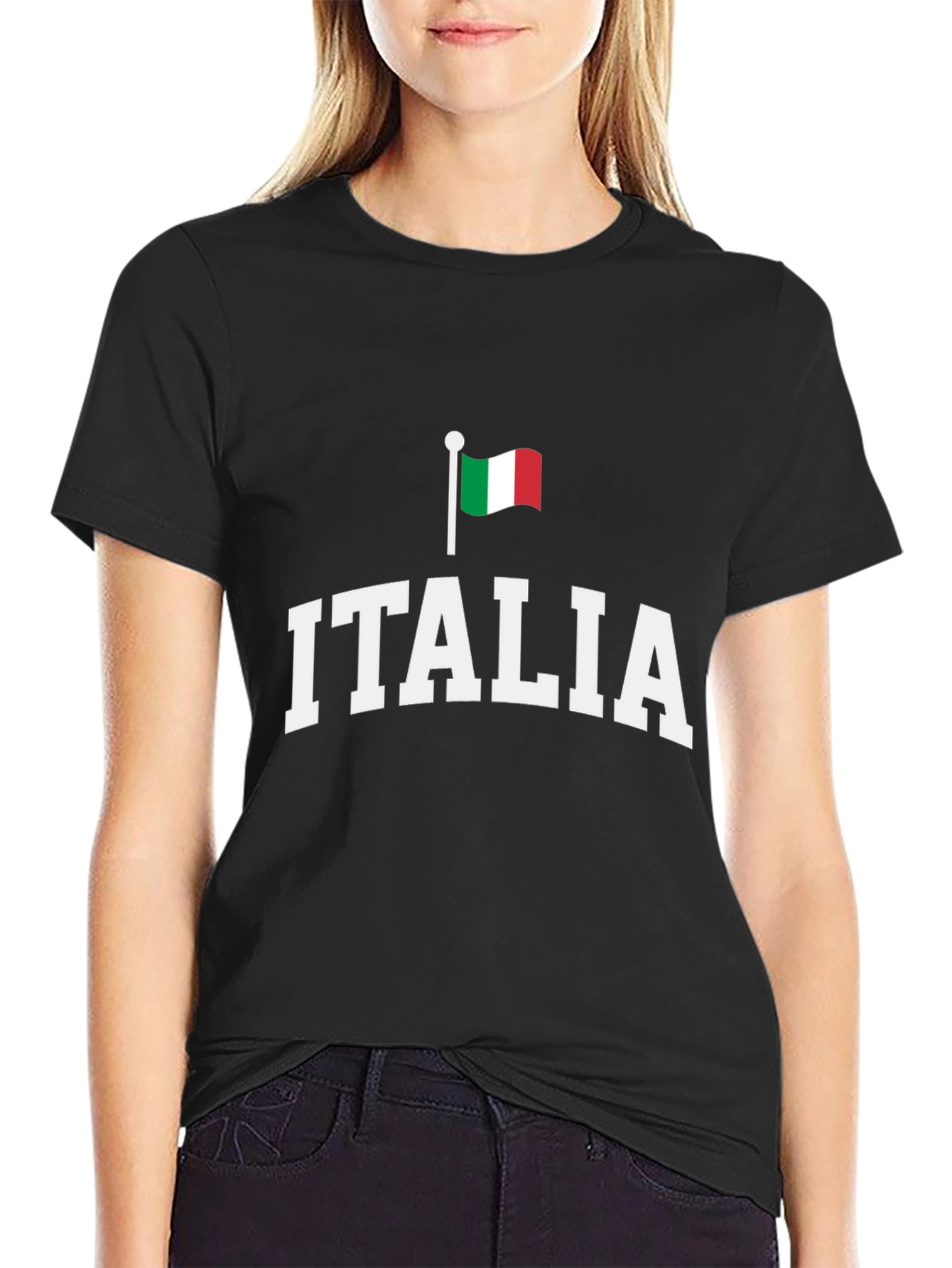 Italia Flag Graphic Tee - Black