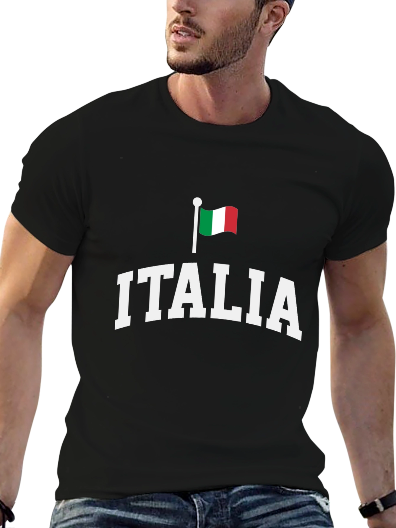 Italia Flag Graphic Tee - Black