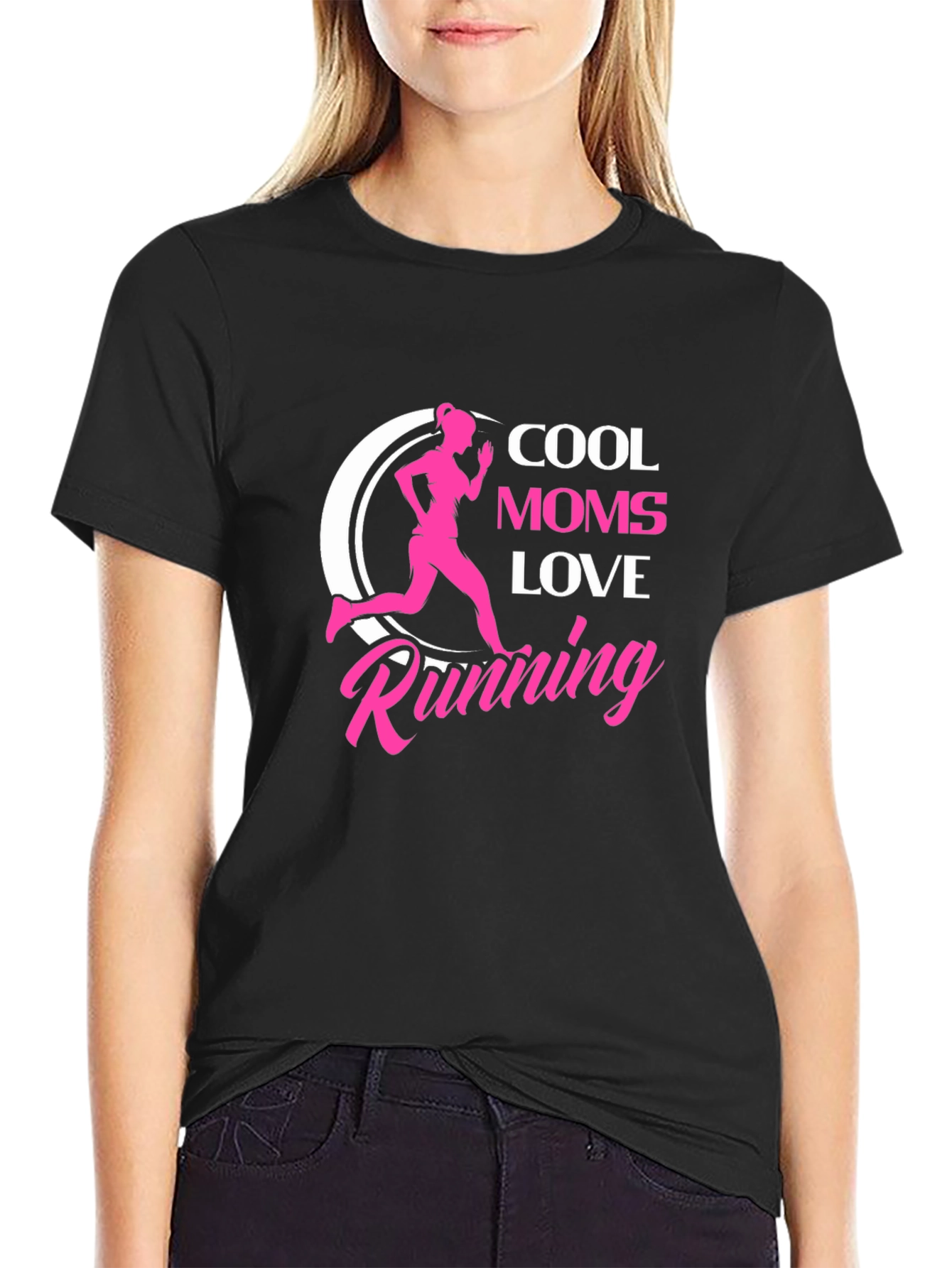 Cool Moms Love Running Black T-Shirt