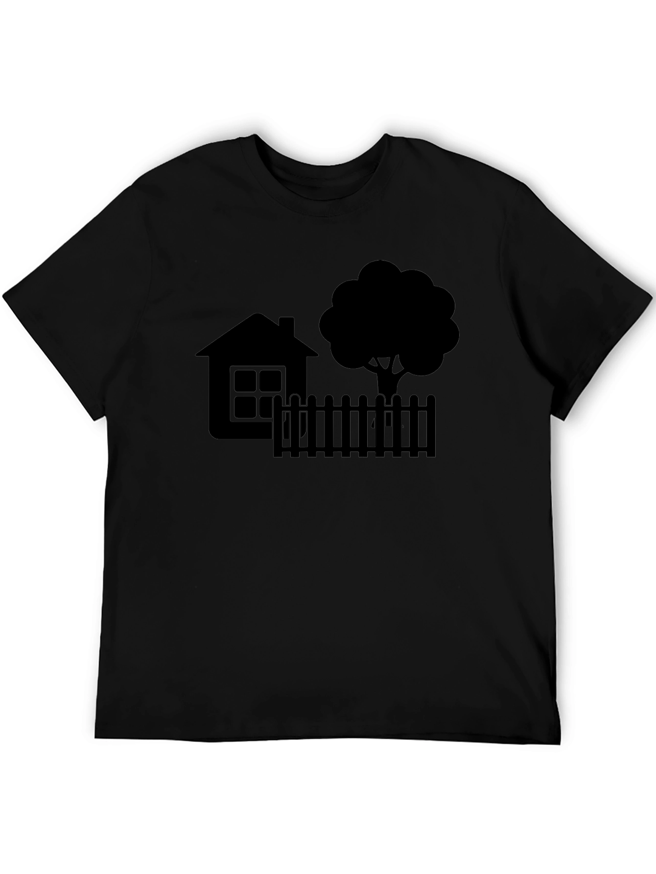 House & Tree Graphic Tee - Modern Black Shirt