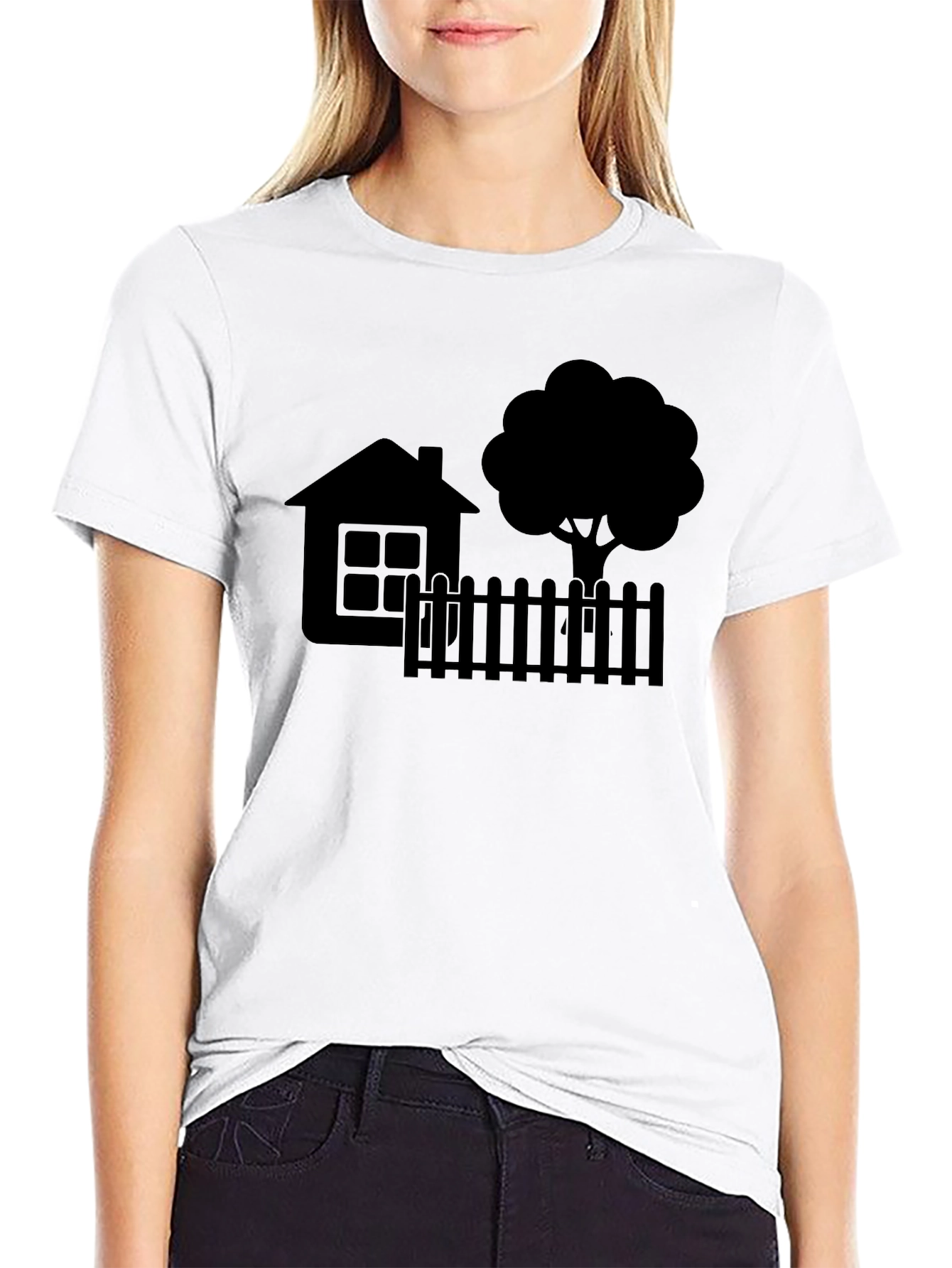 House & Tree Graphic Tee - Modern Black Shirt