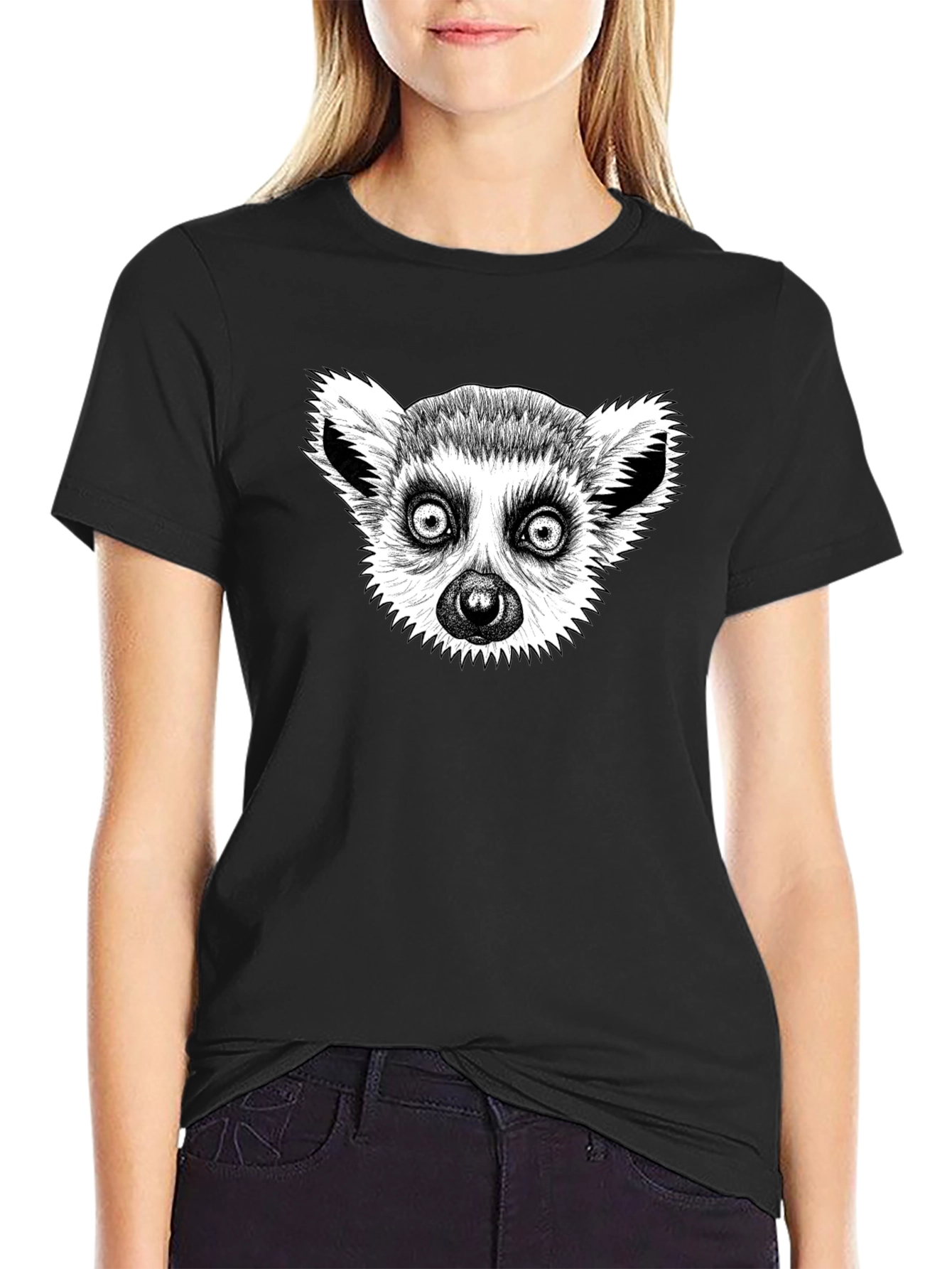 Lemur Graphic T-Shirt - Black Cotton Tee