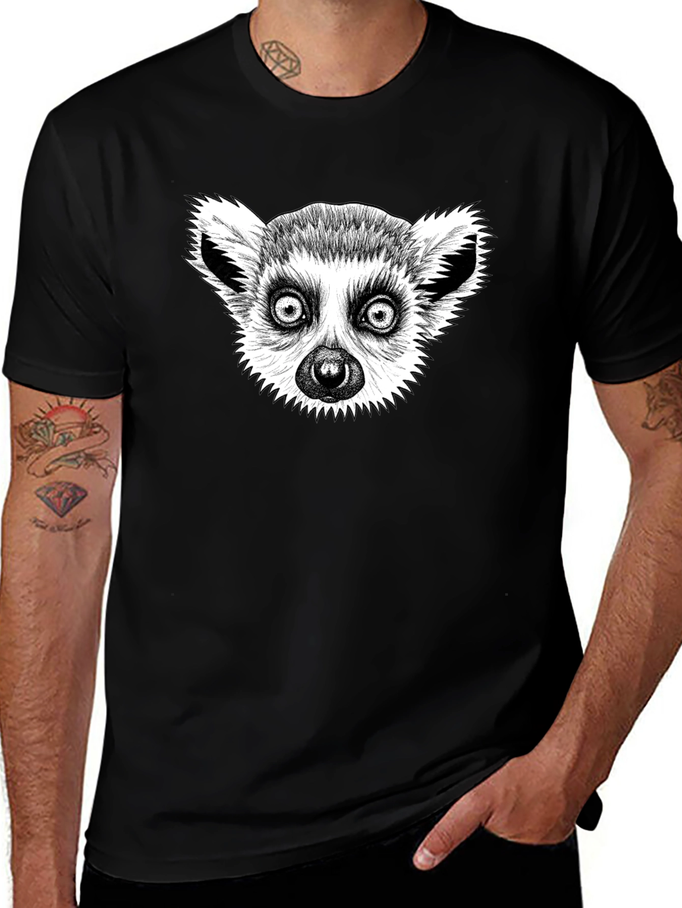 Lemur Graphic T-Shirt - Black Cotton Tee