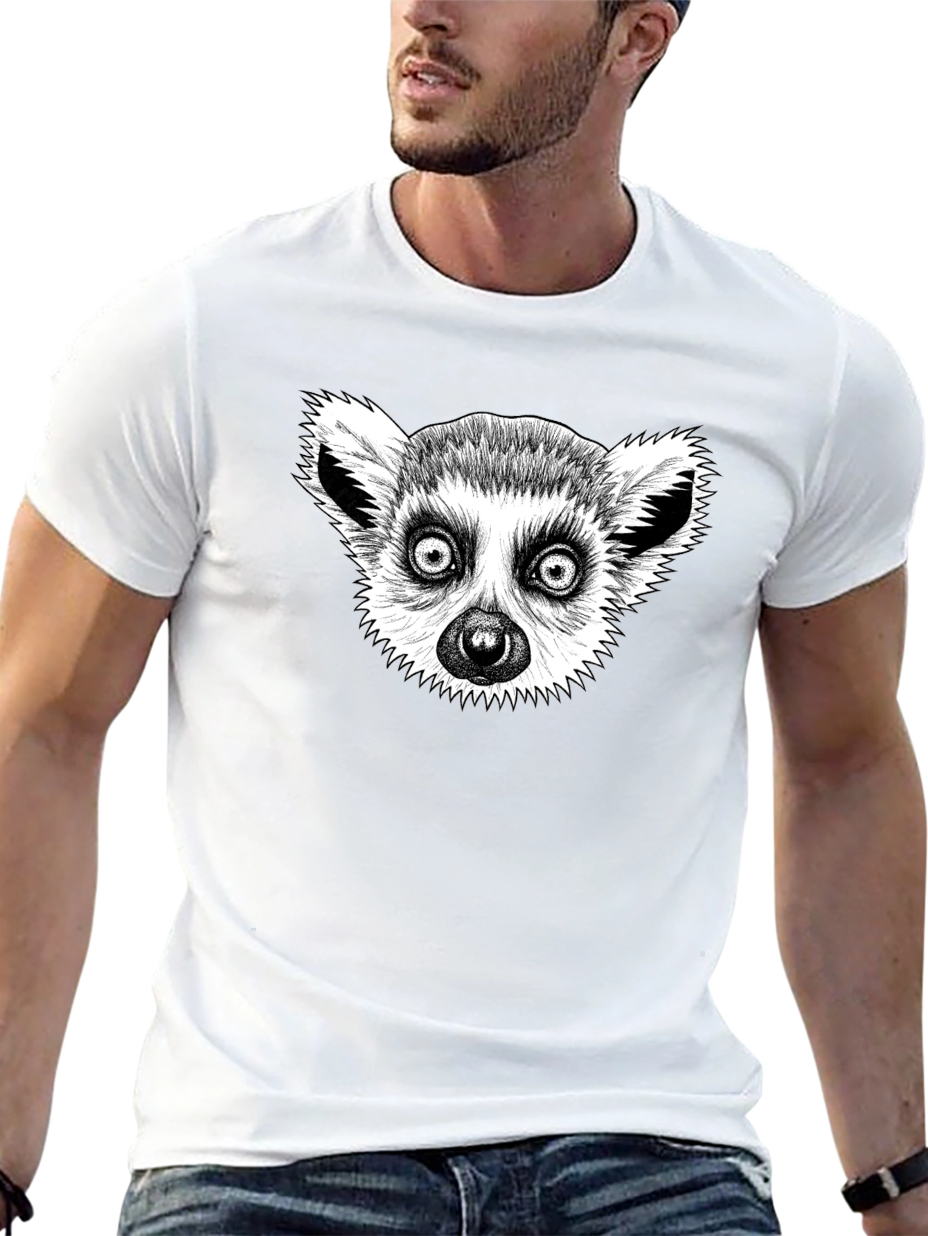 Lemur Graphic T-Shirt - Black Cotton Tee