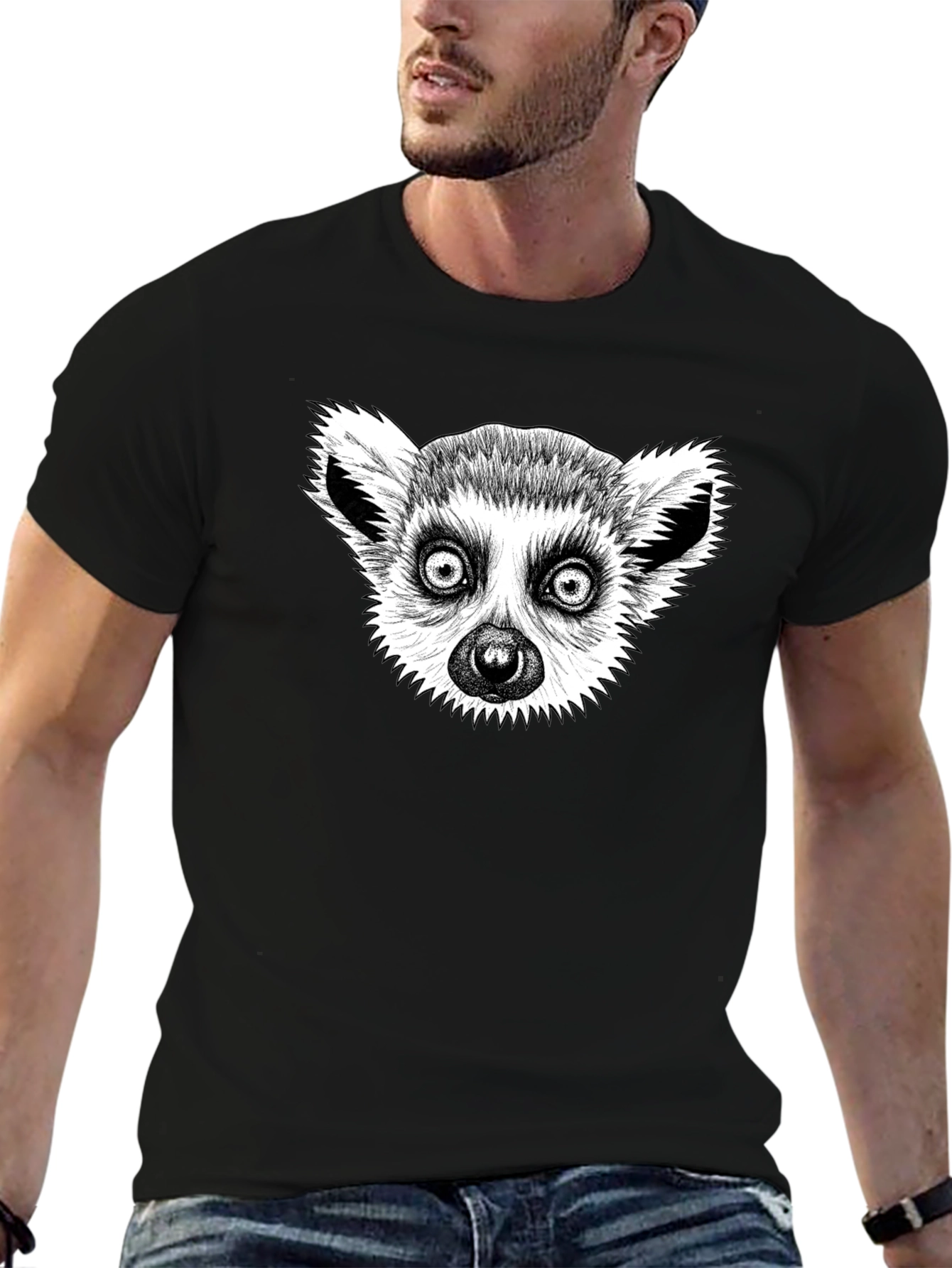Lemur Graphic T-Shirt - Black Cotton Tee
