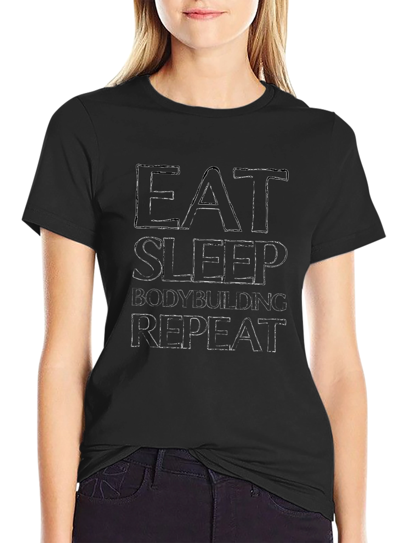 Eat Sleep Bodybuilding Repeat Graphic T-Shirt