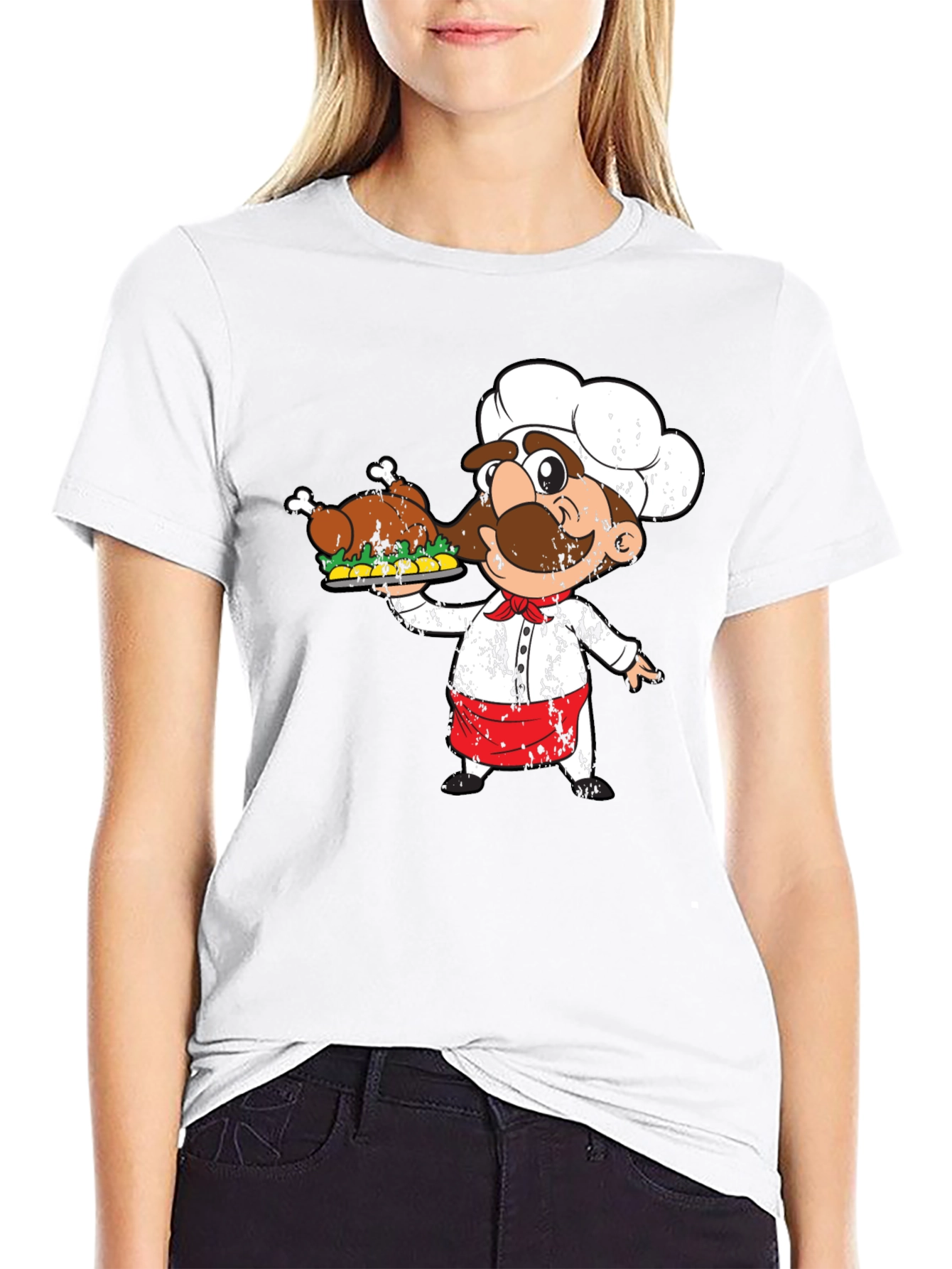 Chef Holding Turkey Graphic T-Shirt