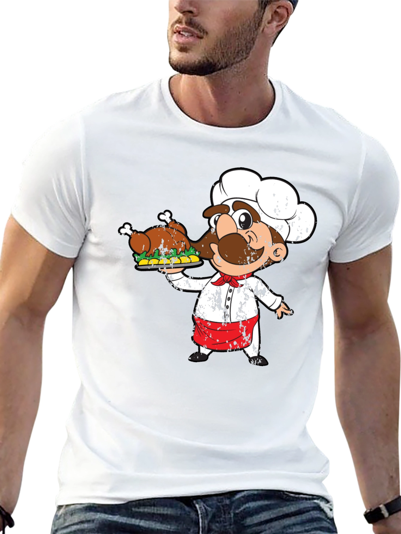 Chef Holding Turkey Graphic T-Shirt