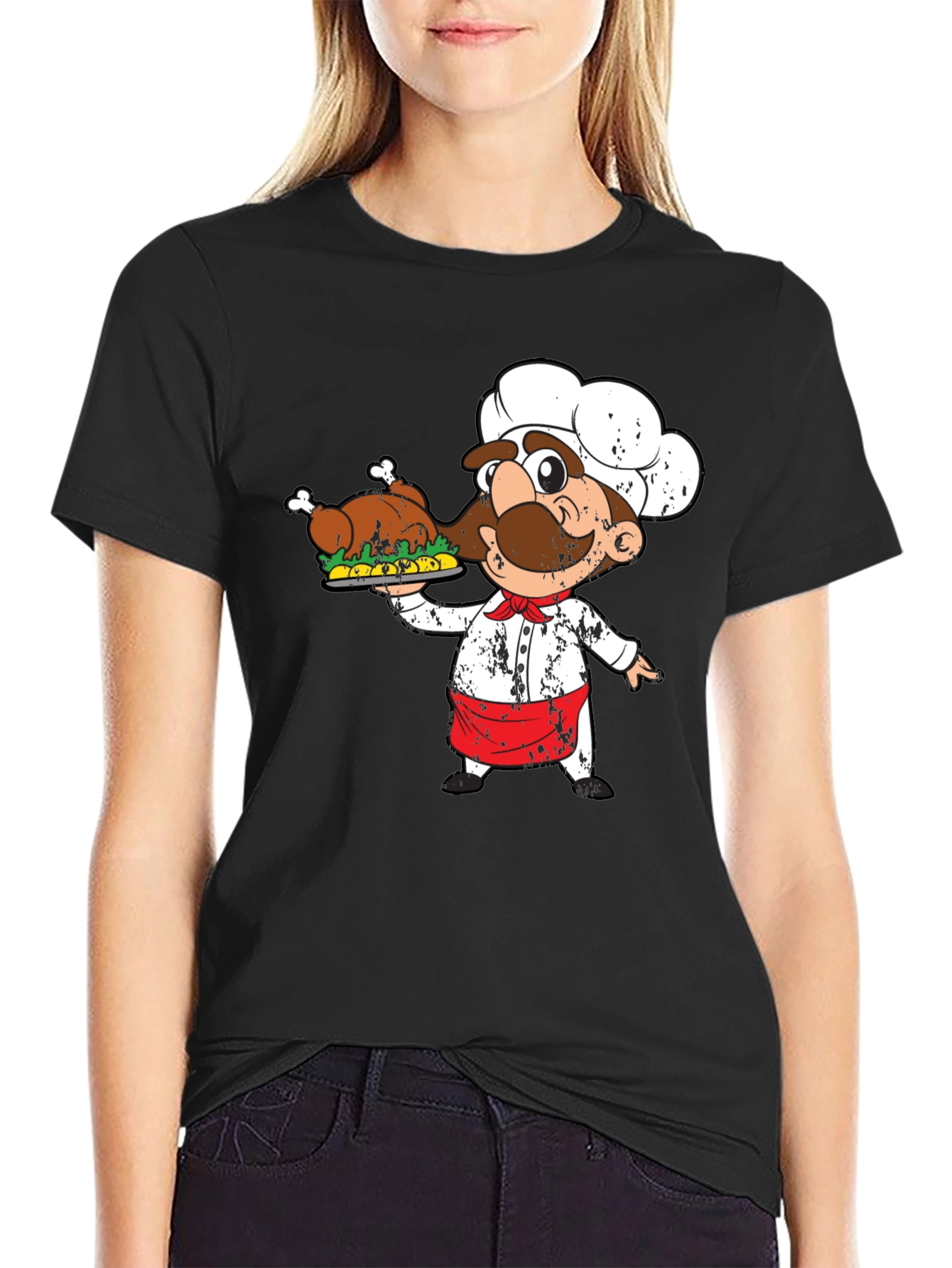 Chef Holding Turkey Graphic T-Shirt