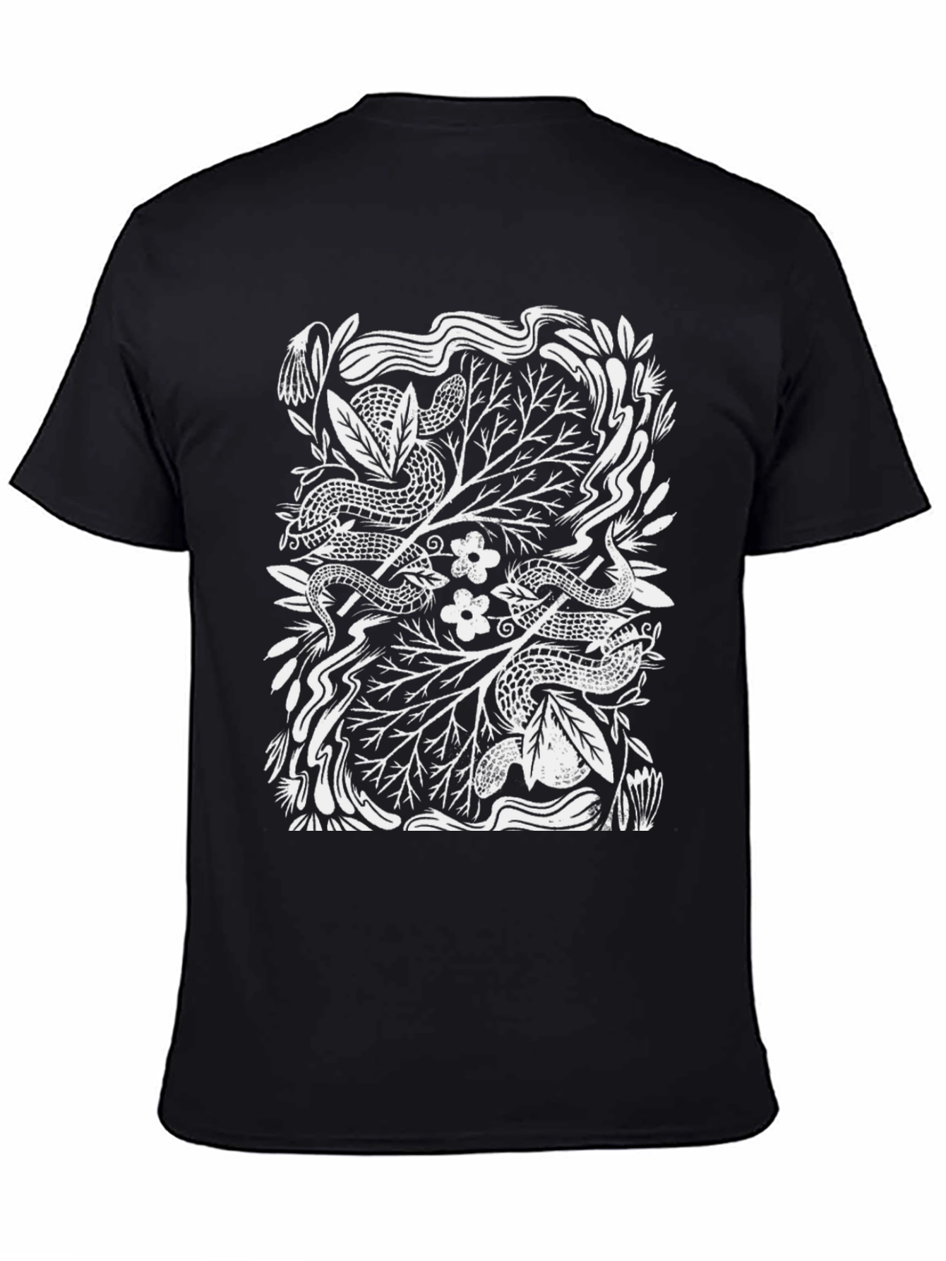 Snakes & Flowers Graphic Tee - Unisex Black T-Shirt
