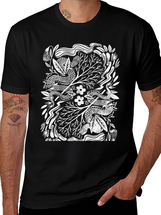Snakes & Flowers Graphic Tee - Unisex Black T-Shirt