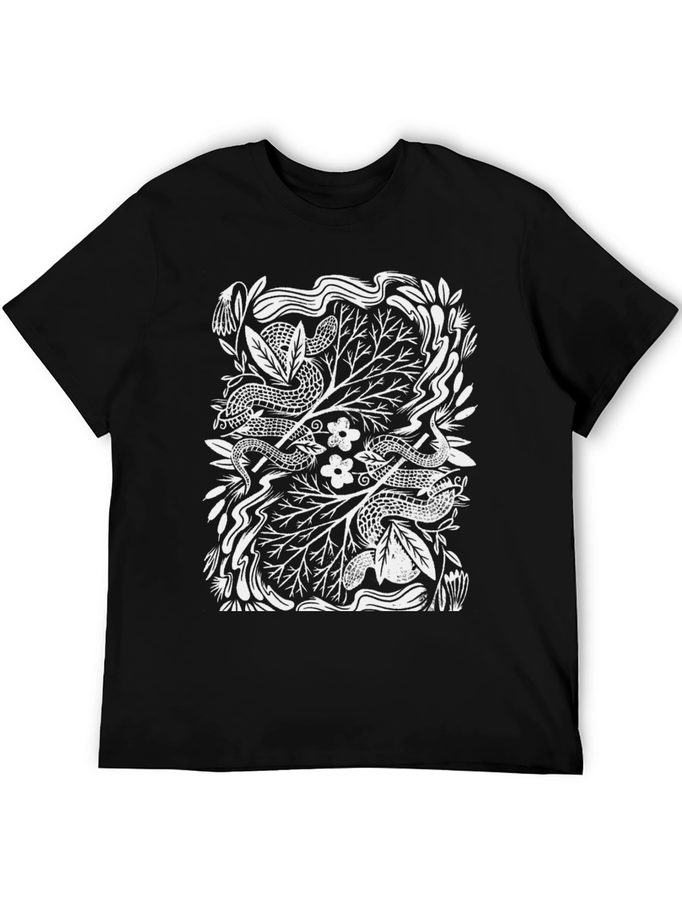 Snakes & Flowers Graphic Tee - Unisex Black T-Shirt