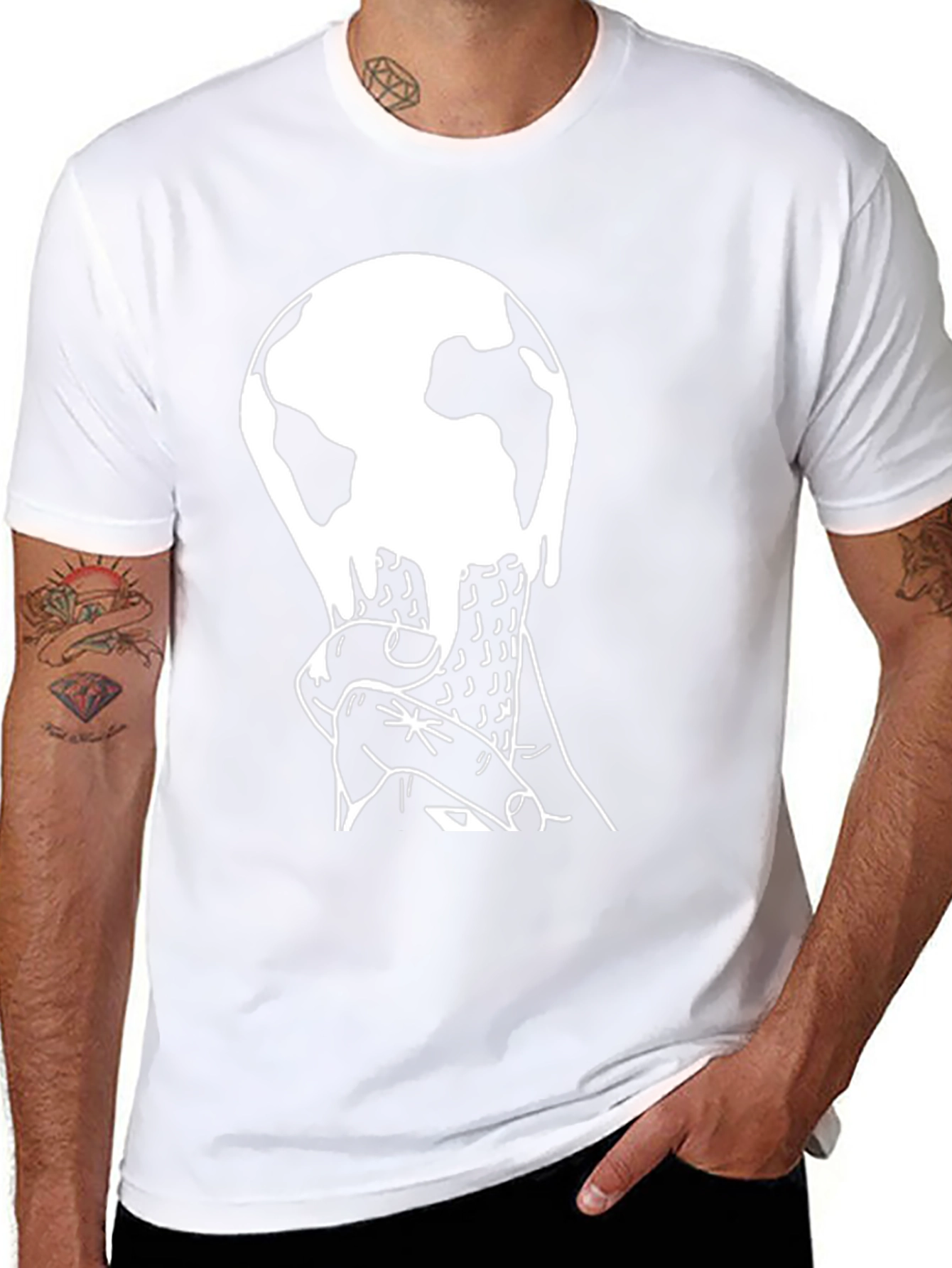 Melting Earth Graphic Tee - Black Cotton Blend T-Shirt
