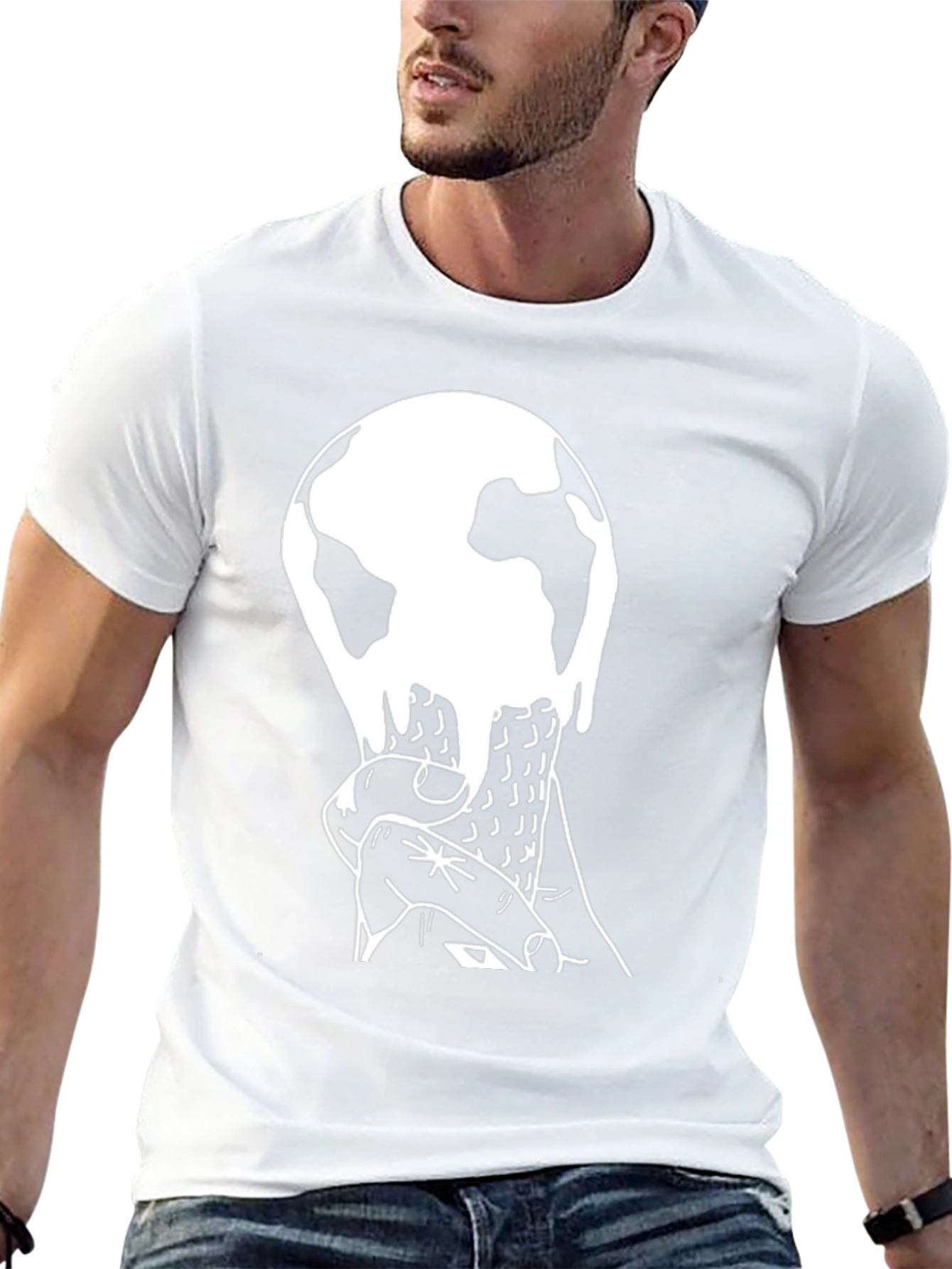 Melting Earth Graphic Tee - Black Cotton Blend T-Shirt