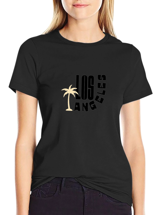 Los Angeles Palm Tee - Black Casual T-Shirt