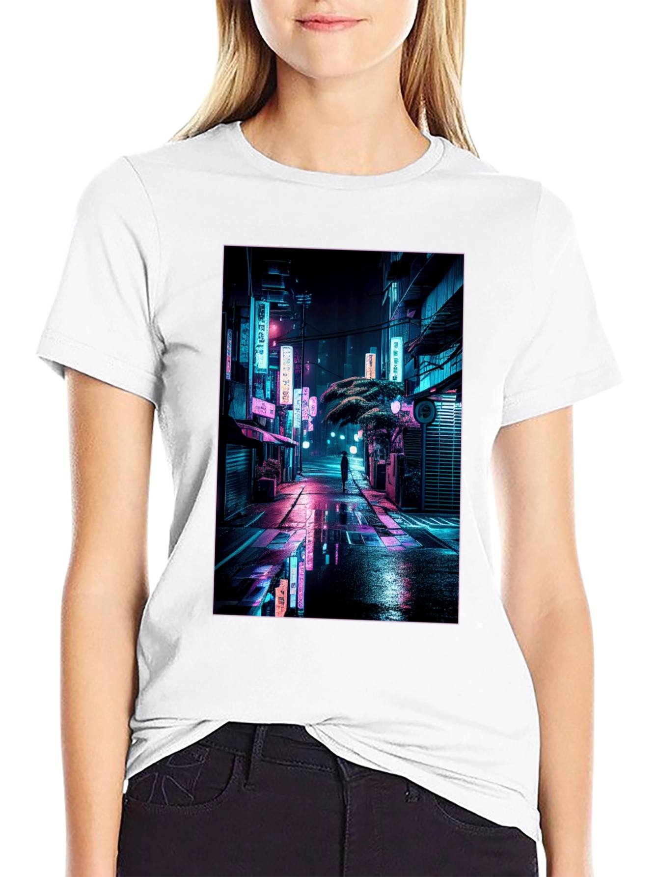 Neon Cityscape Graphic Tee